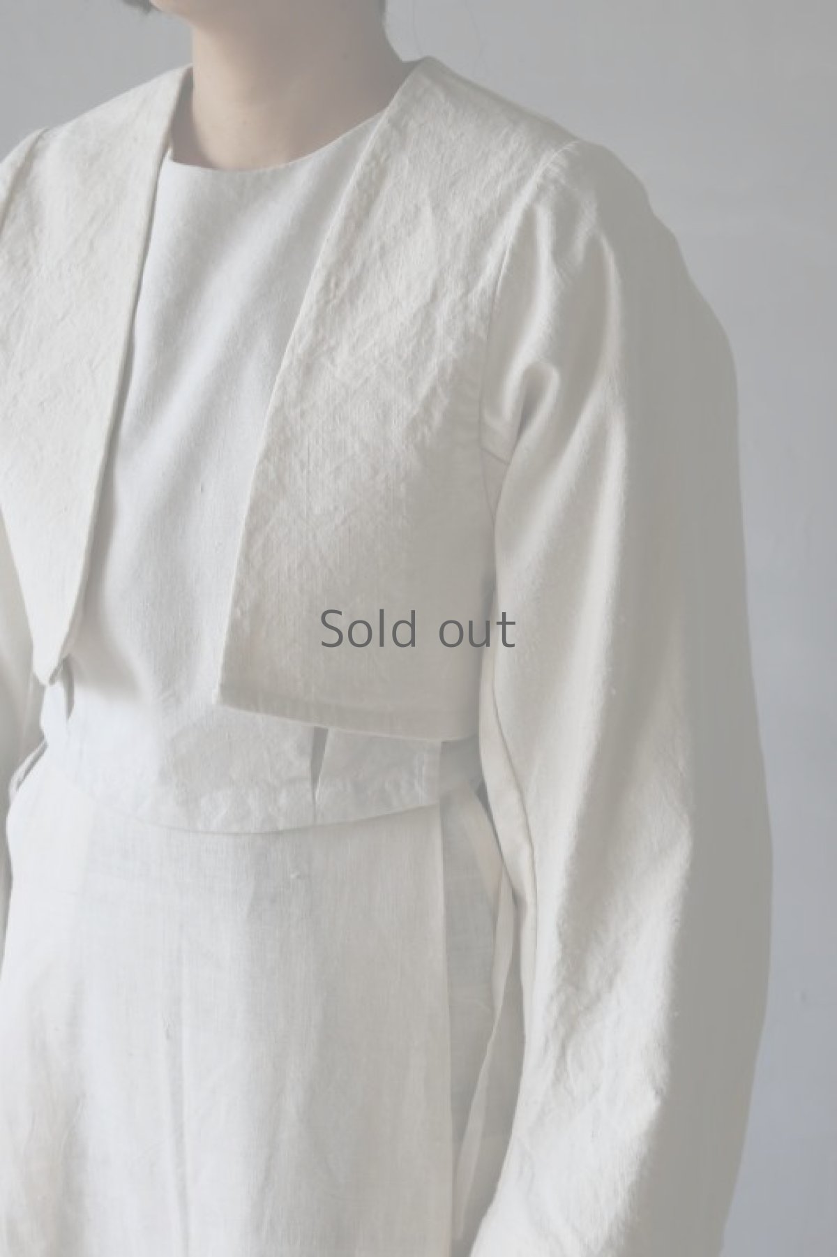 画像4: 【ササキチホ】アンティークリネン　短羽織　ロング袖（白） (4)