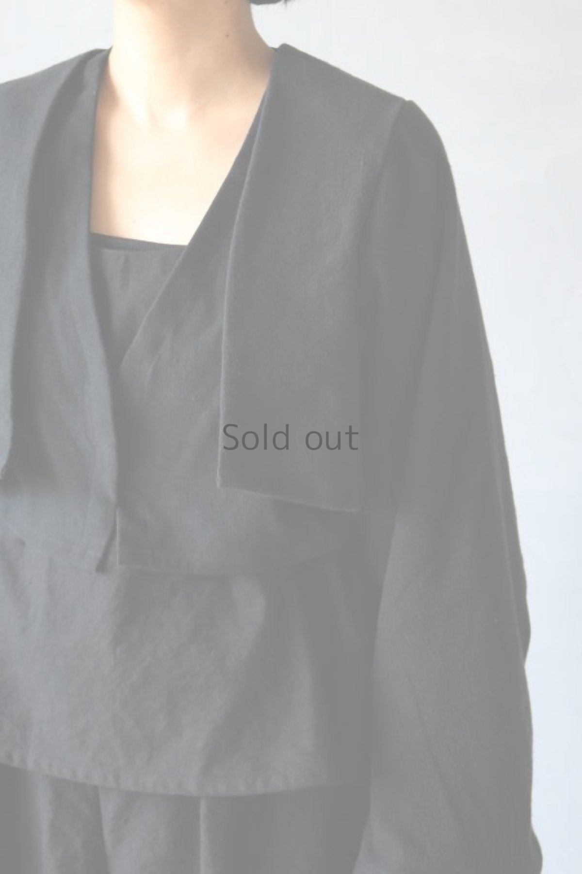 画像6: 【ササキチホ】アンティークリネン×染　短羽織　ロング袖（黒） (6)