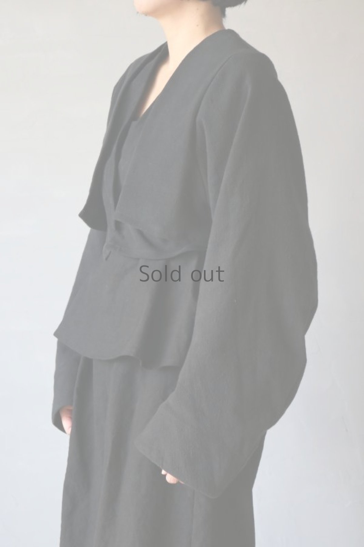 画像3: 【ササキチホ】アンティークリネン×染　短羽織　ロング袖（黒） (3)