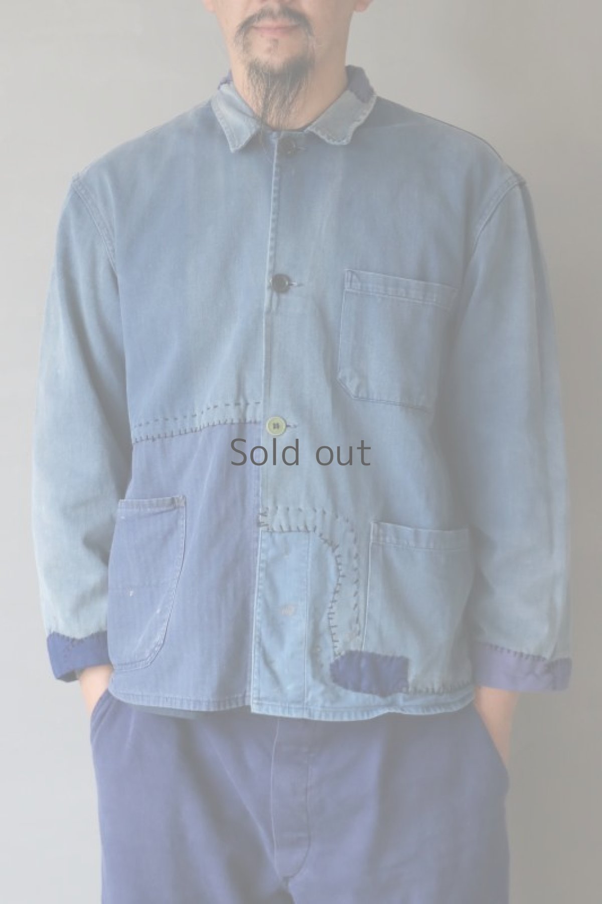 画像14: 【MITSUGU SASAKI】ビンテージリメイク　パッチワーク　ワークジャケット(イタリア/3ボタン) (14)