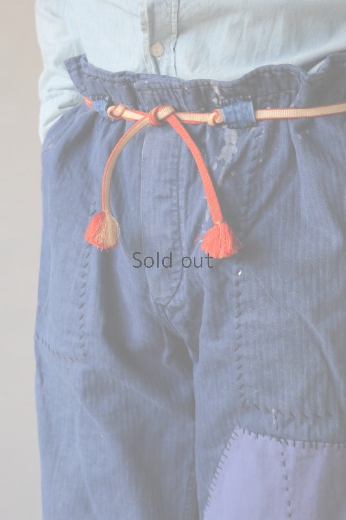 画像17: 【MITSUGU SASAKI】ビンテージ×リメイク パッチワーク ワークイージーパンツ（ツナギ/ウエスト赤紐） (17)