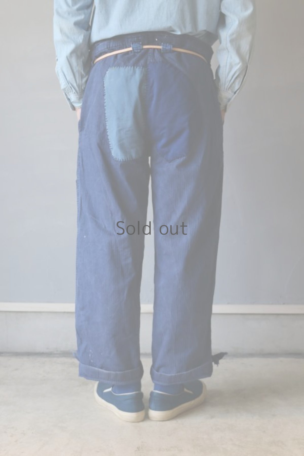 画像16: 【MITSUGU SASAKI】ビンテージ×リメイク パッチワーク ワークイージーパンツ（ツナギ/ウエスト赤紐） (16)