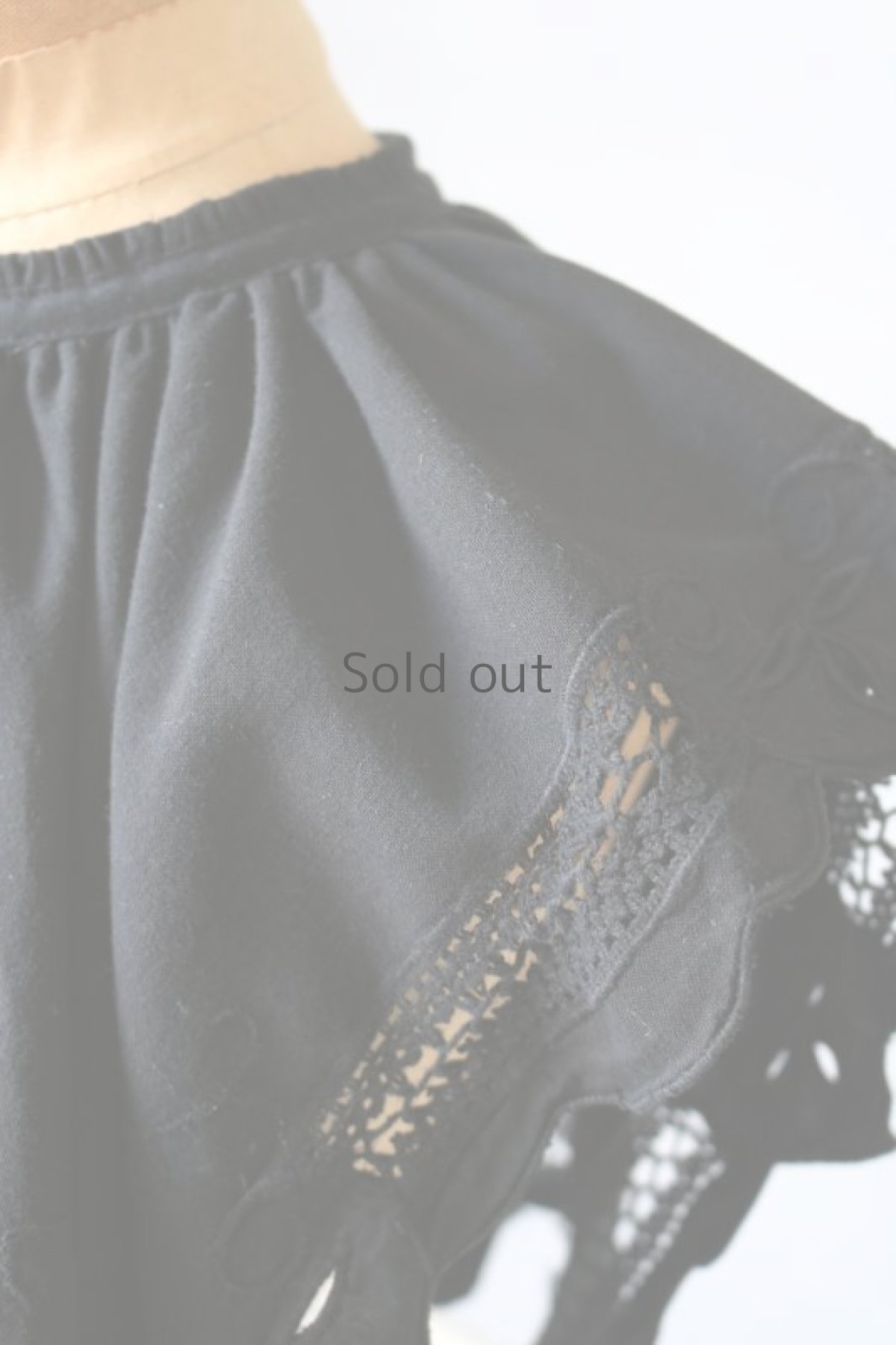 画像6: 【ササキチホ】ヴィンテージコットン　レースと刺繍の襟かけ/後染め黒 (6)