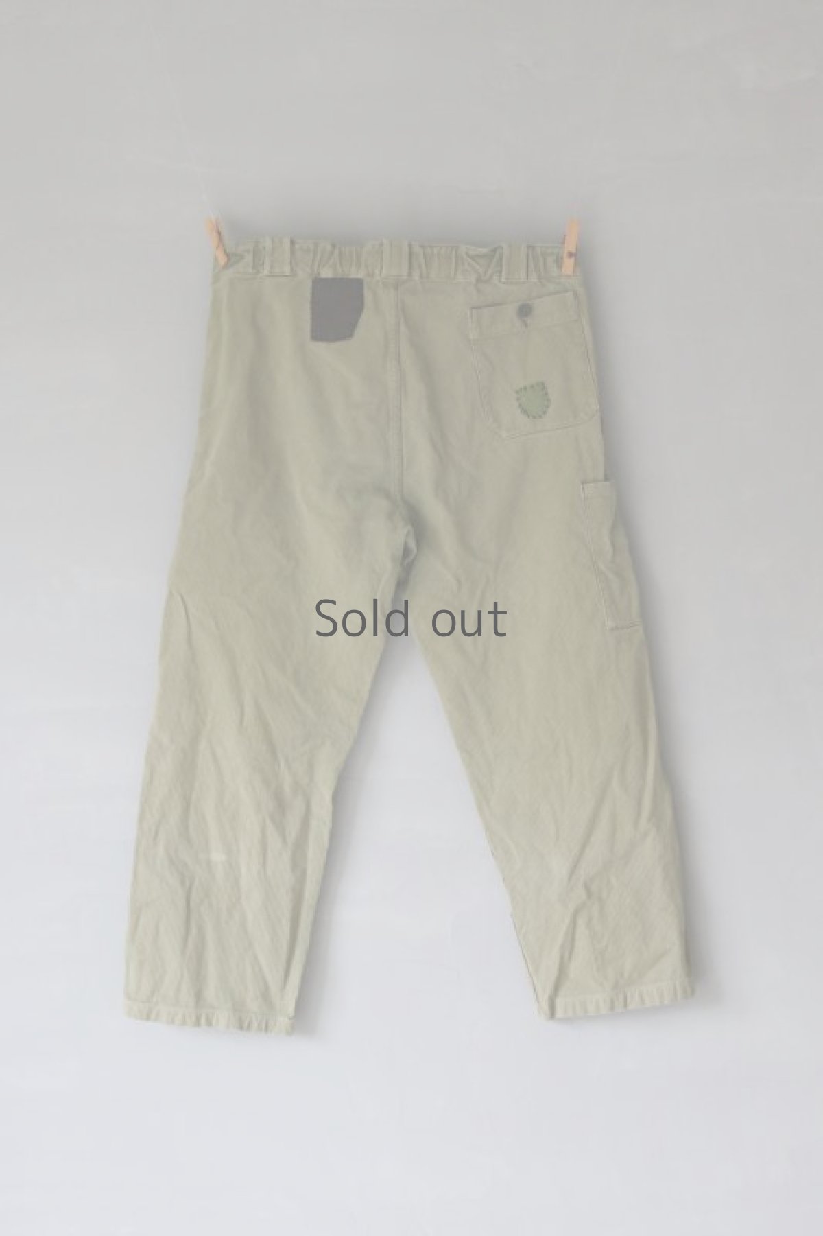 画像8: 【MITSUGU SASAKI】ビンテージ×リメイク パッチワーク コットンピケワークパンツ（スイス/グレーグリーン） (8)