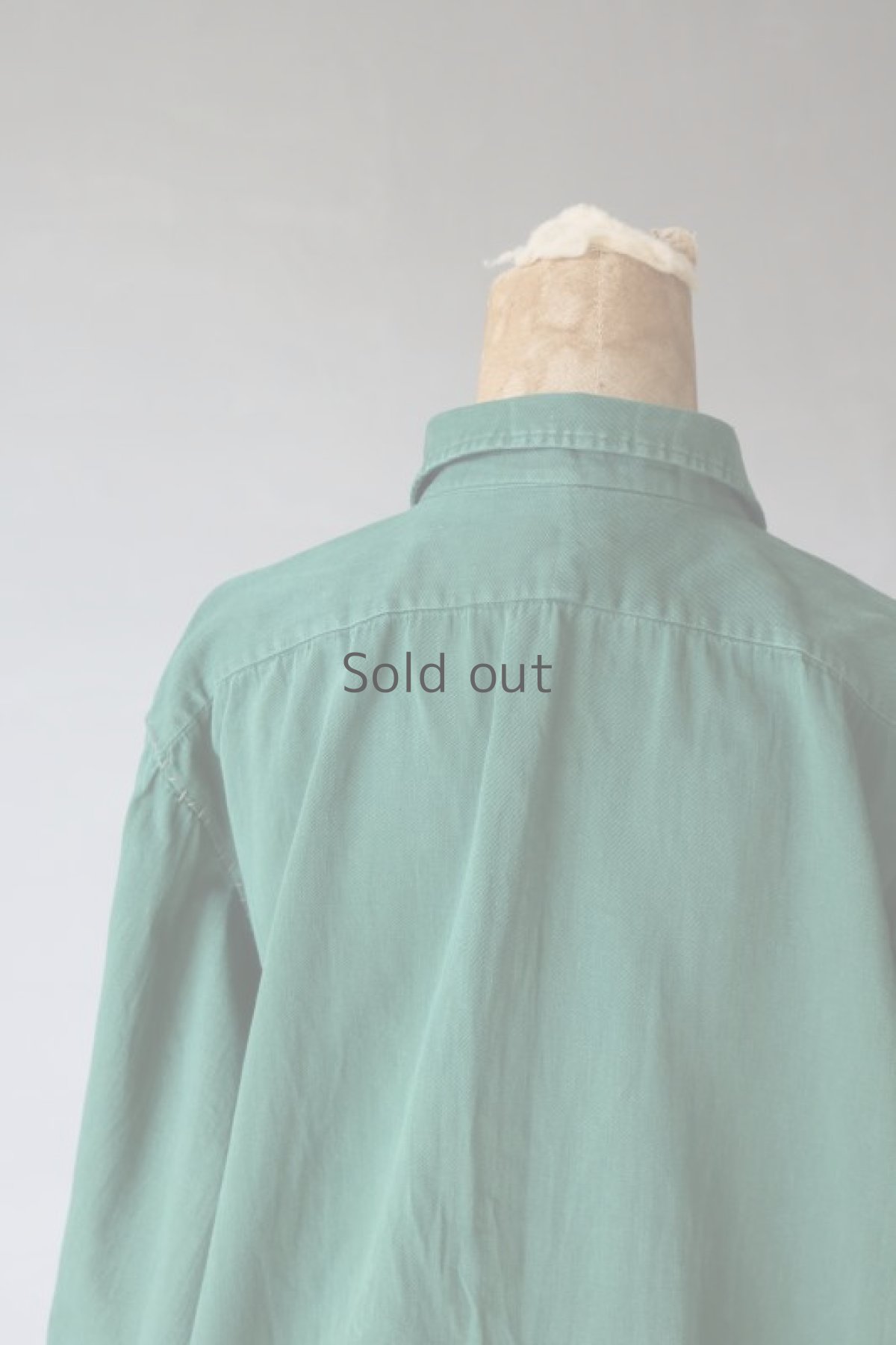 画像10: 【MITSUGU SASAKI】ビンテージリメイク　パッチワーク　グランパシャツ（グリーン） (10)