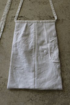 画像3: 【ササキチホ】アンティークリネン　腰袋　type:D /イニシャル刺繍　白 (3)