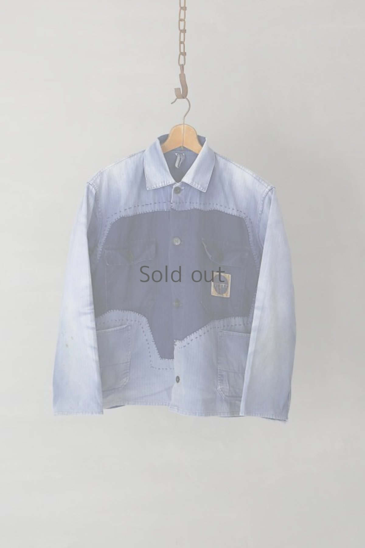 画像2: 【MITSUGU SASAKI】ビンテージリメイク　パッチワーク　HBTワークジャケット(VEW) (2)