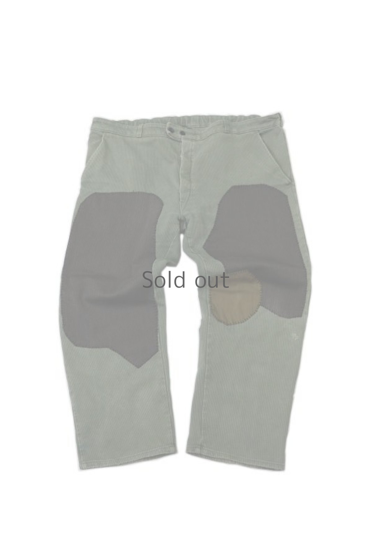 画像1: 【MITSUGU SASAKI】ビンテージ×リメイク パッチワーク コットンピケ 大きいワークパンツ（スイス/グレーグリーン） (1)