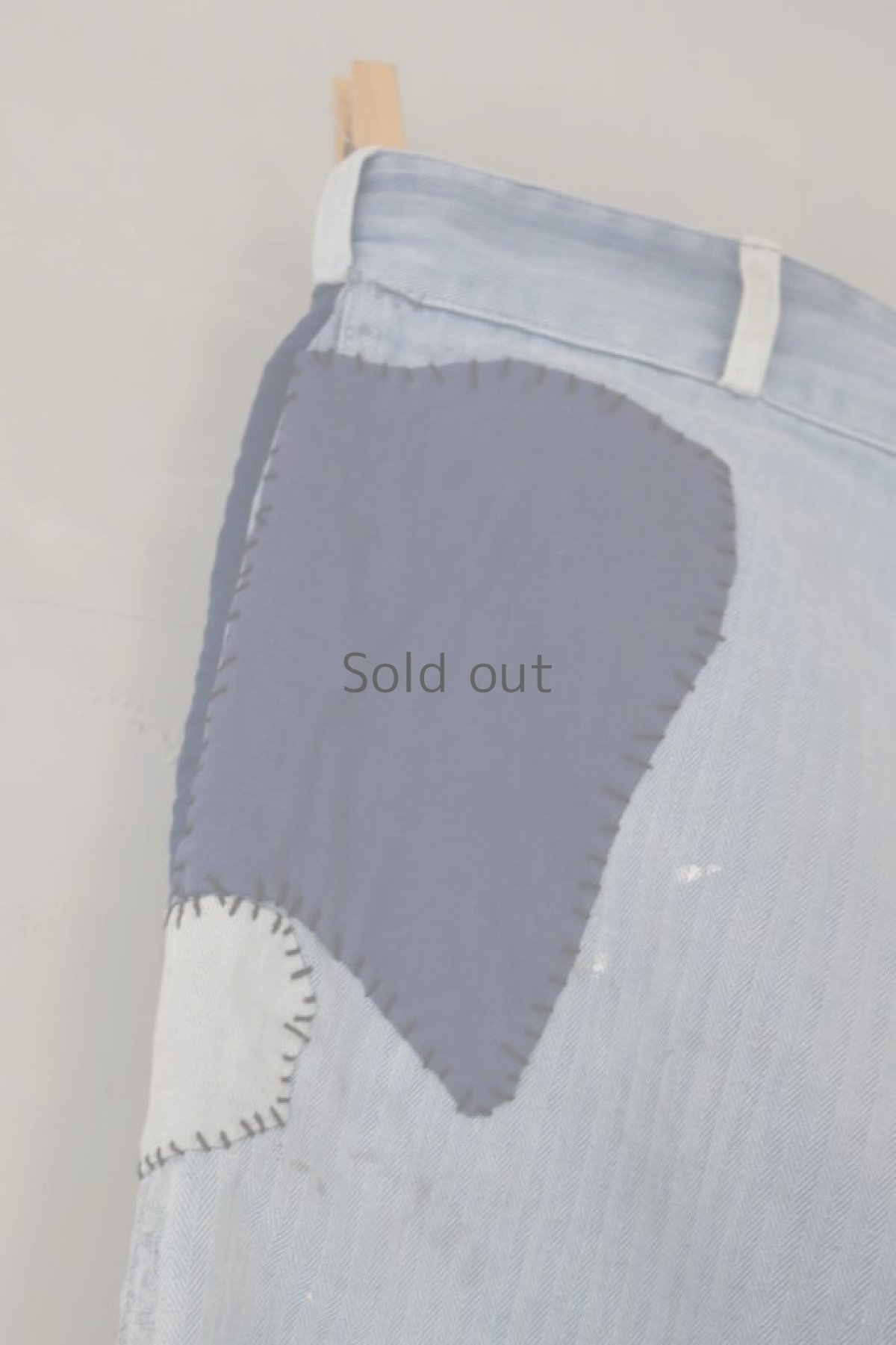 画像10: 【MITSUGU SASAKI】ビンテージ×リメイク パッチワーク ワークパンツ（薄めブルー） (10)