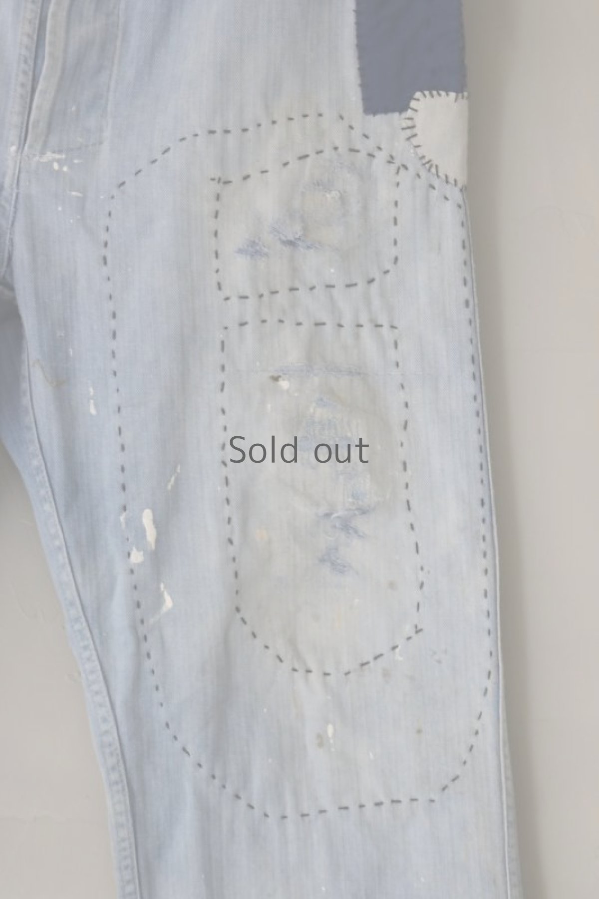 画像6: 【MITSUGU SASAKI】ビンテージ×リメイク パッチワーク ワークパンツ（薄めブルー） (6)