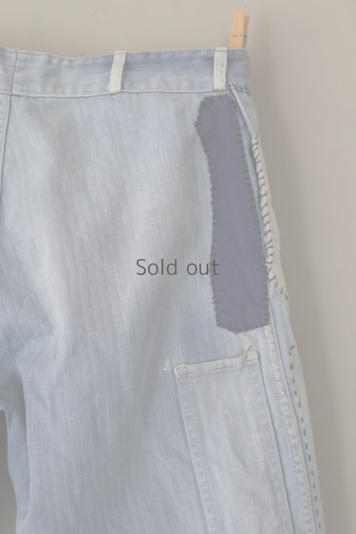 画像9: 【MITSUGU SASAKI】ビンテージ×リメイク パッチワーク ワークパンツ（薄めブルー） (9)