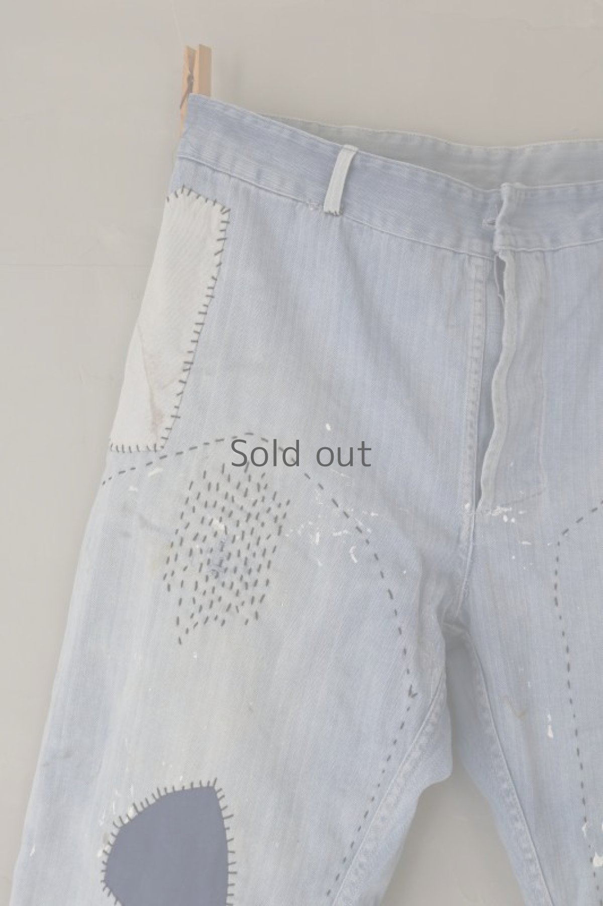 画像3: 【MITSUGU SASAKI】ビンテージ×リメイク パッチワーク ワークパンツ（薄めブルー） (3)