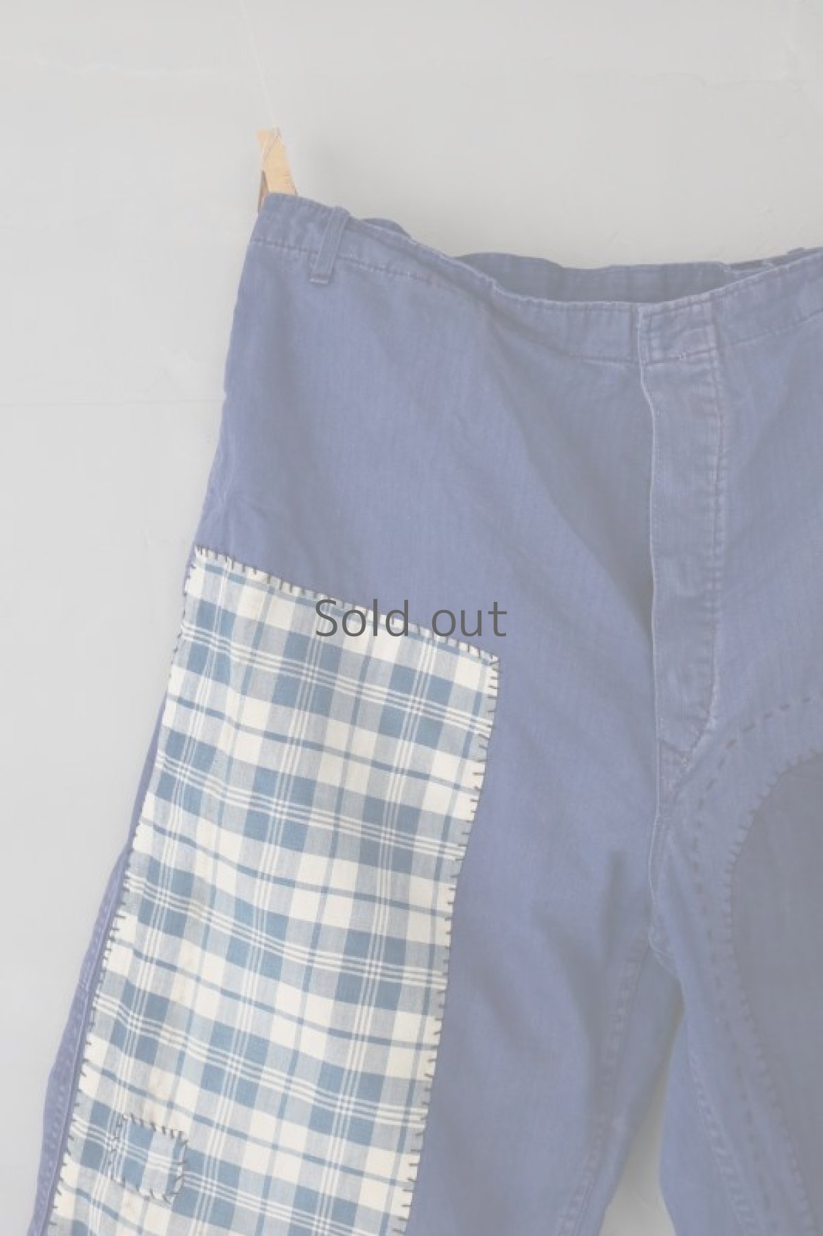 画像3: 【MITSUGU SASAKI】ビンテージ×リメイク パッチワーク ワークパンツ（ブルーチェック） (3)