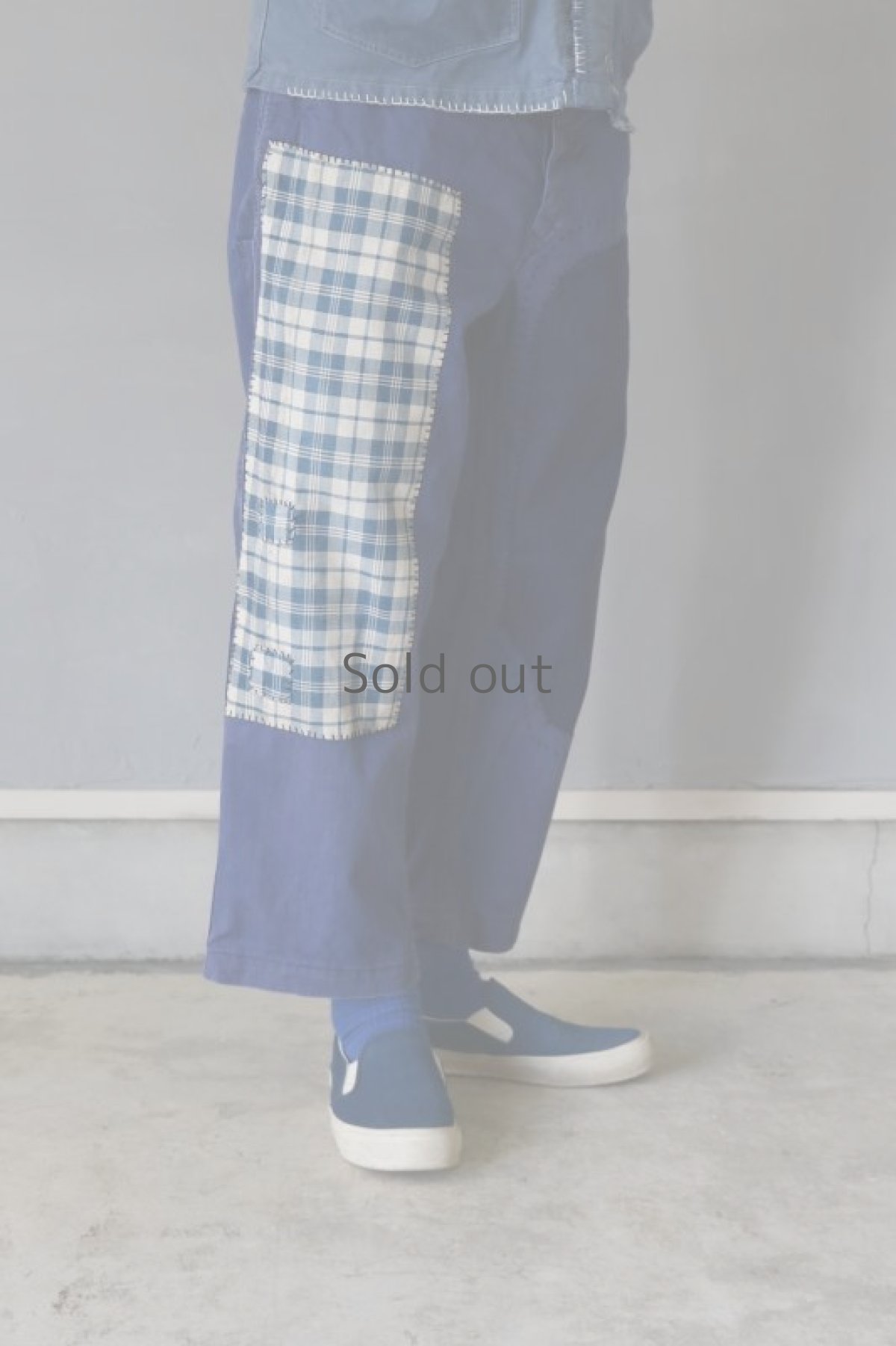 画像13: 【MITSUGU SASAKI】ビンテージ×リメイク パッチワーク ワークパンツ（ブルーチェック） (13)