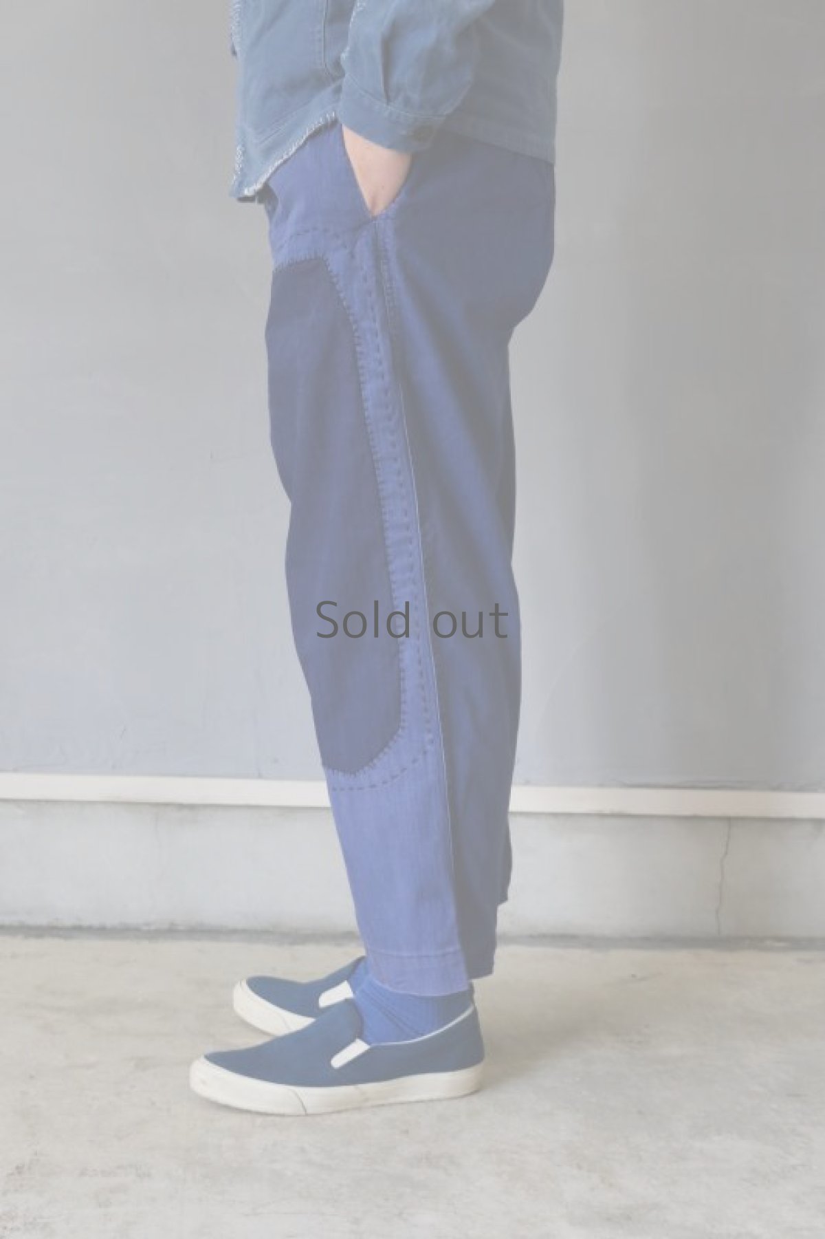 画像11: 【MITSUGU SASAKI】ビンテージ×リメイク パッチワーク ワークパンツ（ブルーチェック） (11)