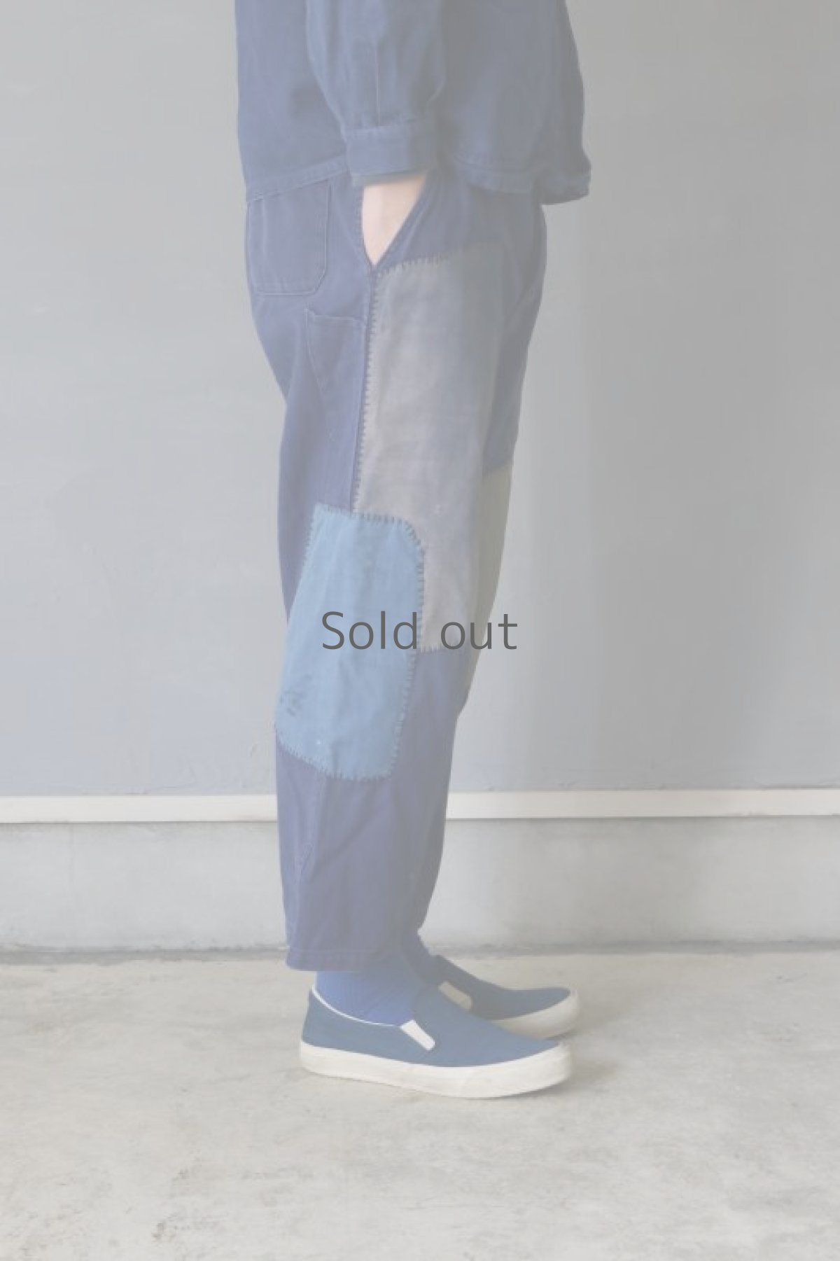 画像15: 【MITSUGU SASAKI】ビンテージ×リメイク パッチワーク ワークパンツ（ブルーとカーキ） (15)