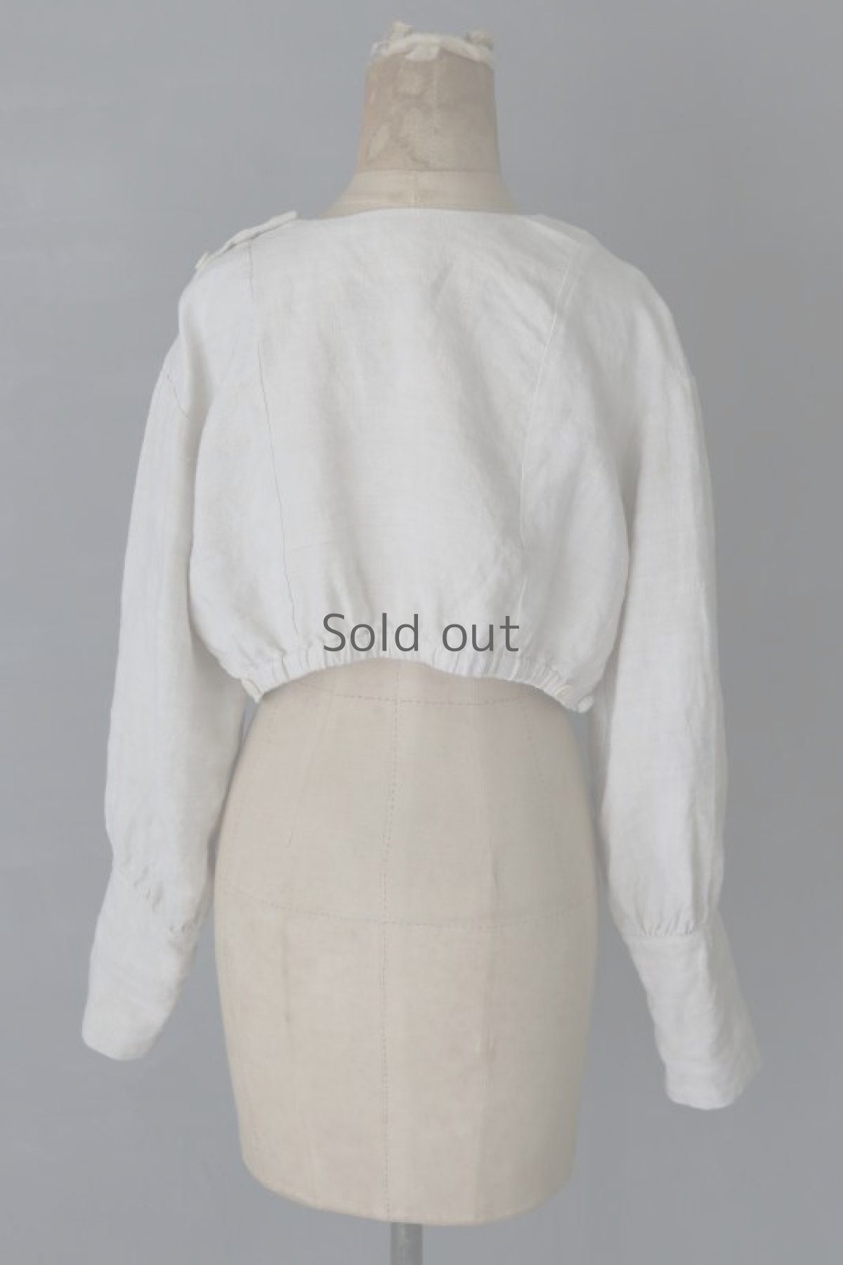 画像12: 【ササキチホ】アンティークリネン　プルオーバー　S丈　ワークシャツ（白） (12)