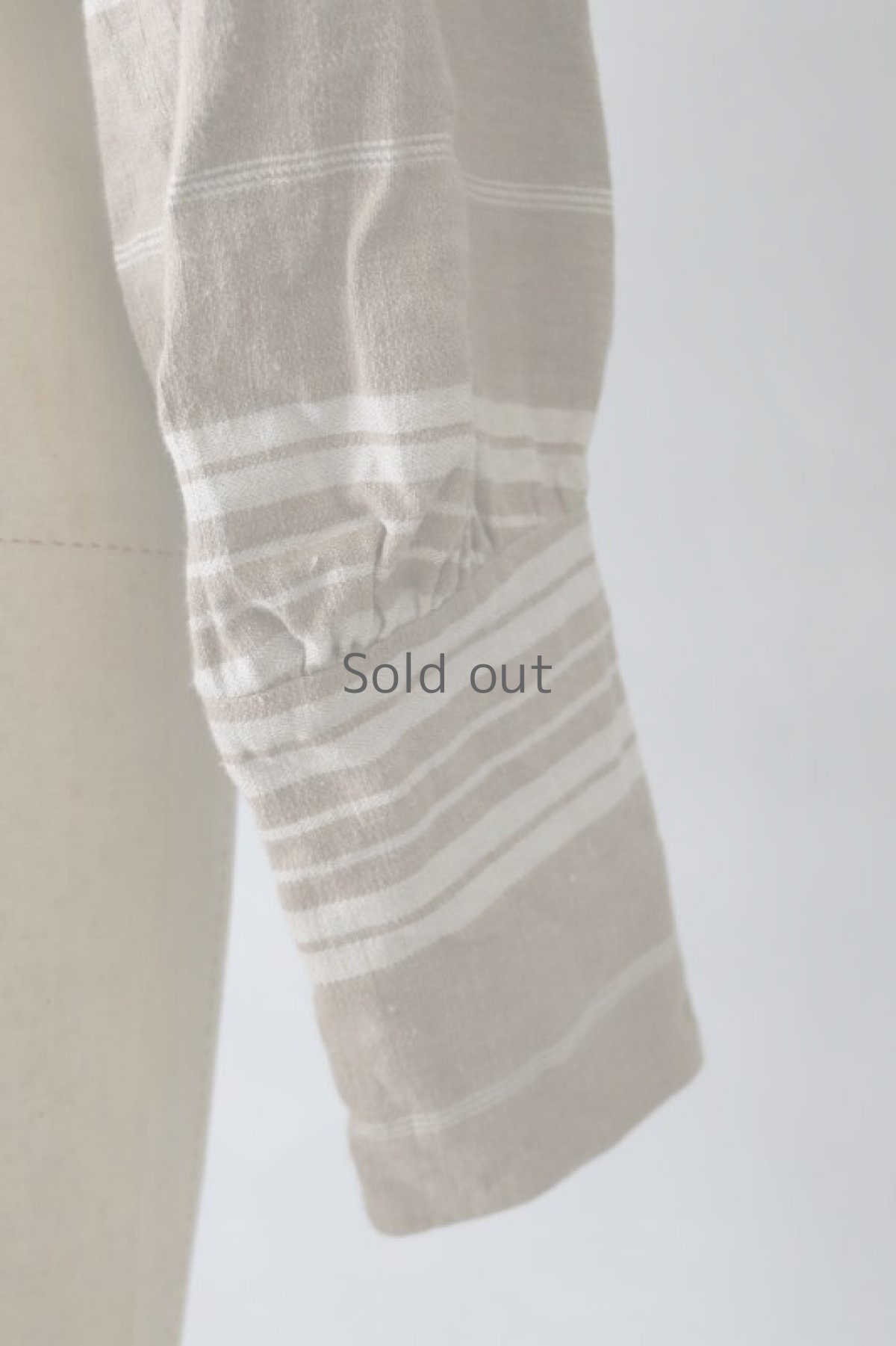 画像13: 【ササキチホ】アンティークリネン　プルオーバー　S丈　ワークシャツ（ティッキングファブリック/茶系） (13)