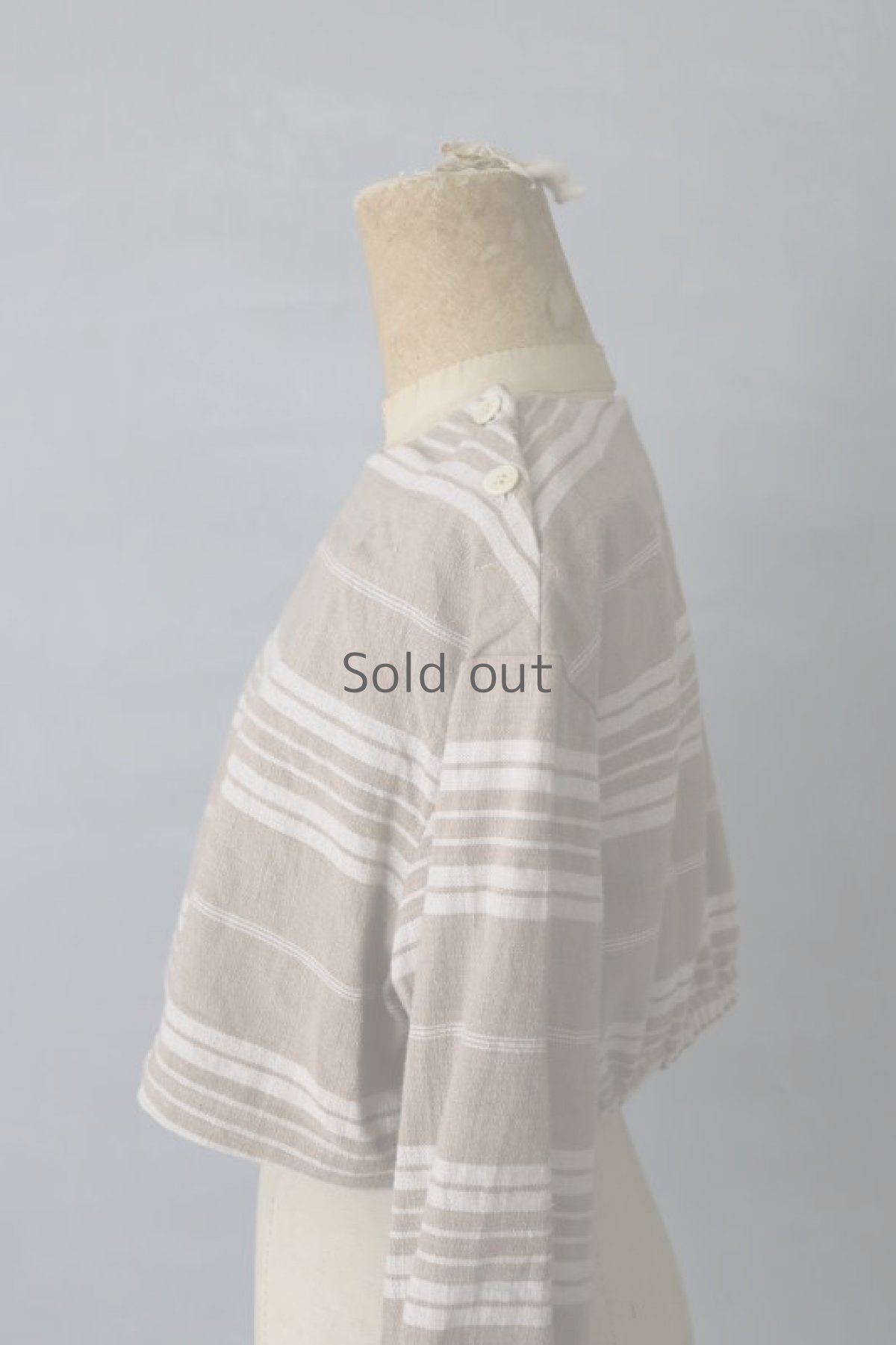 画像6: 【ササキチホ】アンティークリネン　プルオーバー　S丈　ワークシャツ（ティッキングファブリック/茶系） (6)