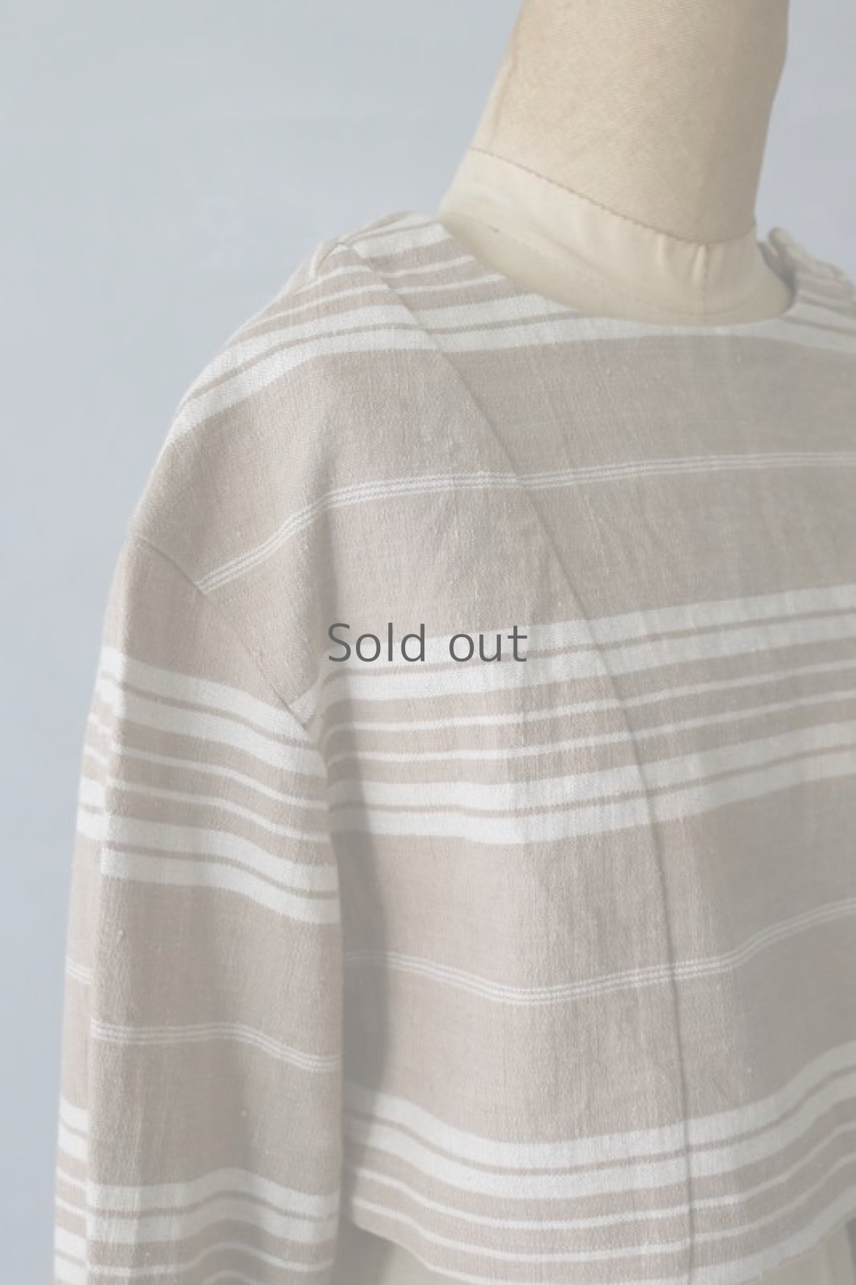 画像8: 【ササキチホ】アンティークリネン　プルオーバー　S丈　ワークシャツ（ティッキングファブリック/茶系） (8)