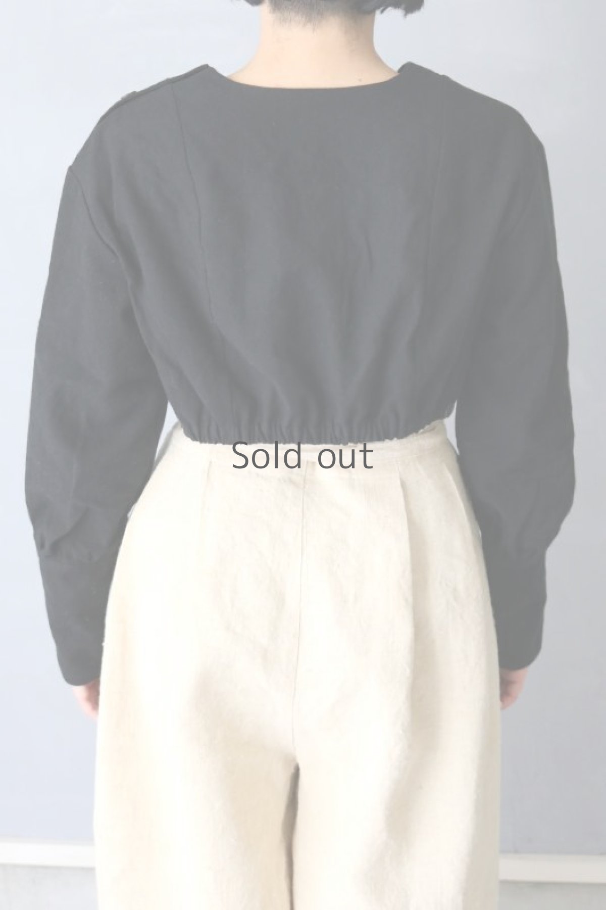 画像10: 【ササキチホ】ヴィンテージリネン×染　プルオーバー　S丈　ワークシャツ（黒） (10)