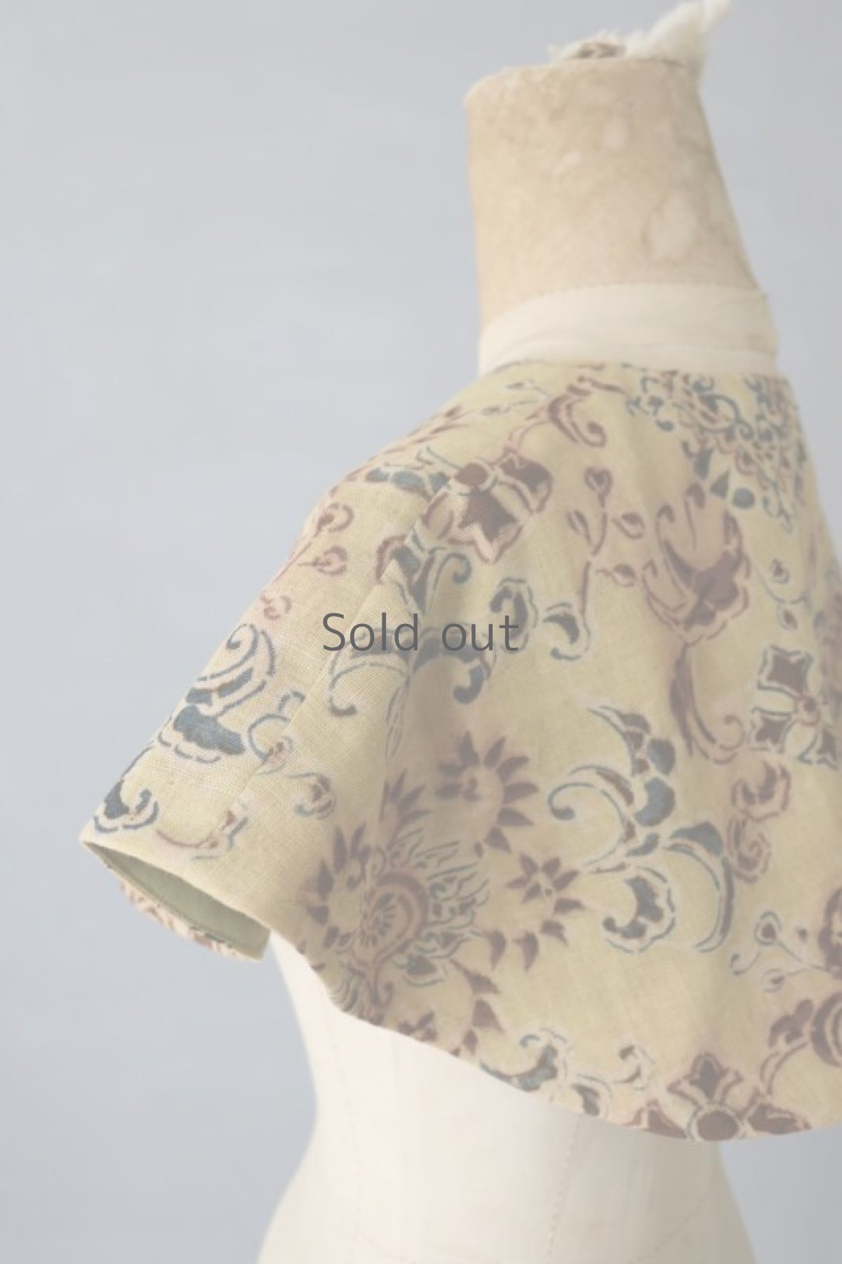 画像7: 【ササキチホ】ヴィンテージコットン　ショートケープ（黄/型染めオリエンタル） (7)