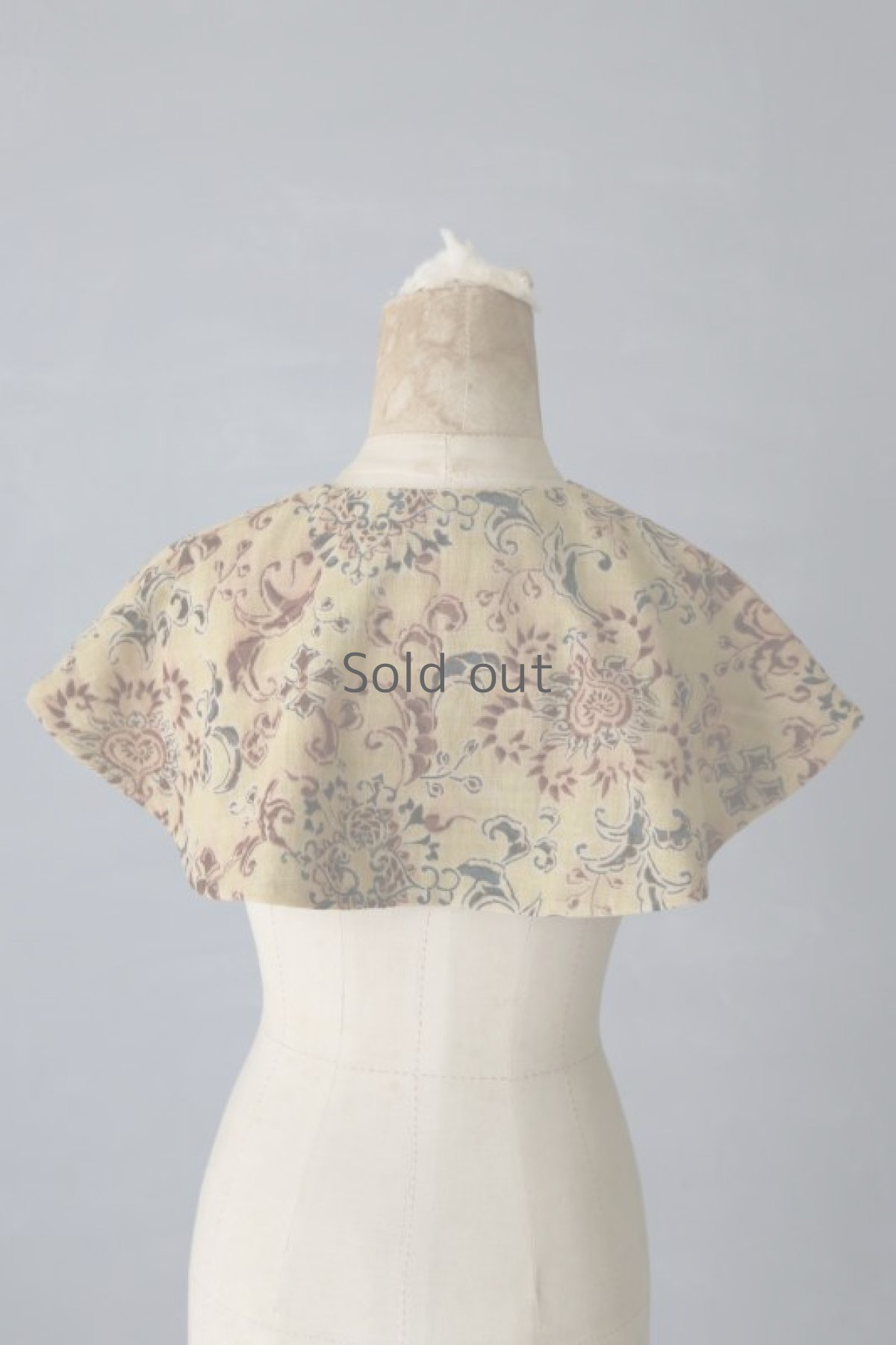 画像8: 【ササキチホ】ヴィンテージコットン　ショートケープ（黄/型染めオリエンタル） (8)