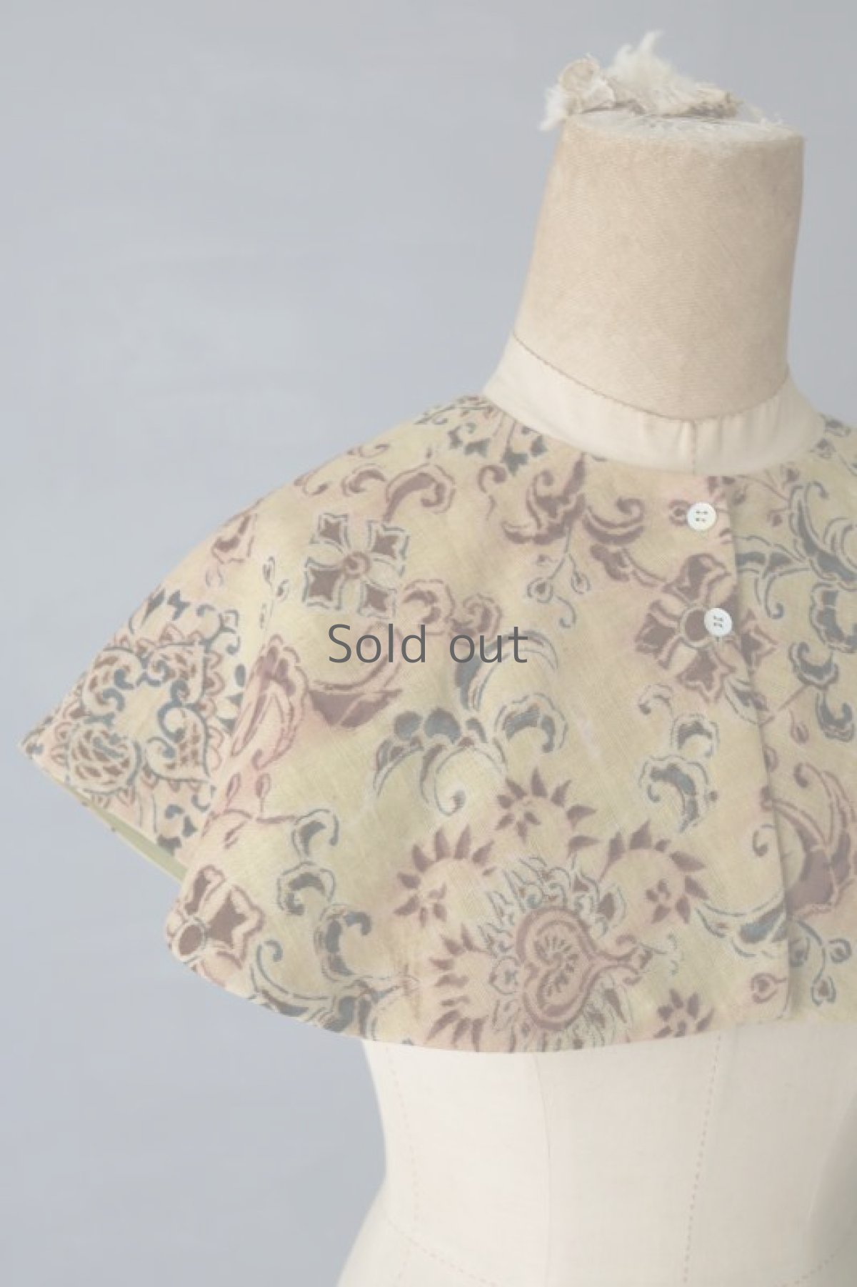 画像4: 【ササキチホ】ヴィンテージコットン　ショートケープ（黄/型染めオリエンタル） (4)