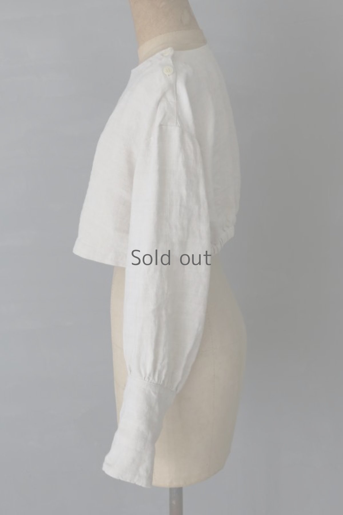 画像9: 【ササキチホ】アンティークリネン　プルオーバー　S丈　ワークシャツ（白） (9)