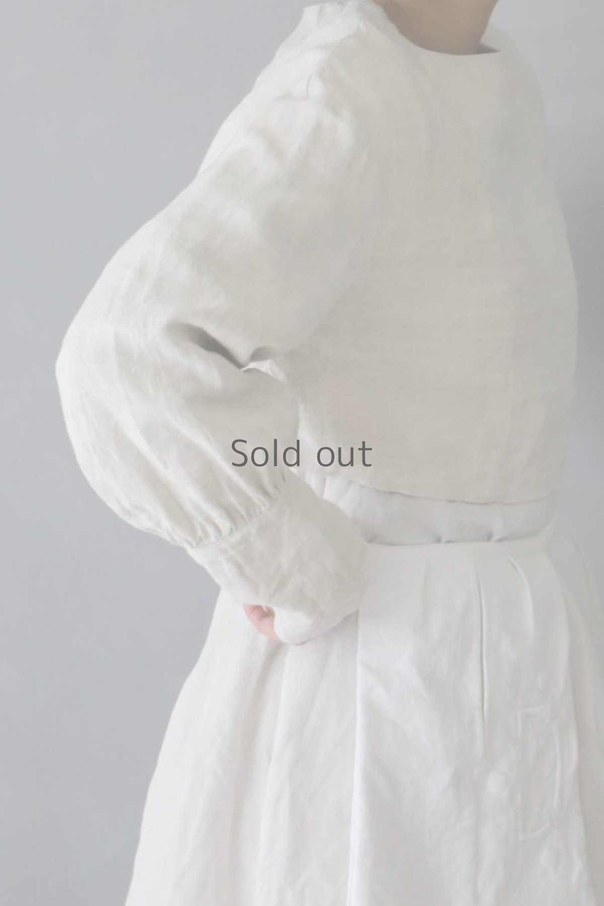 画像2: 【ササキチホ】アンティークリネン　プルオーバー　S丈　ワークシャツ（白） (2)