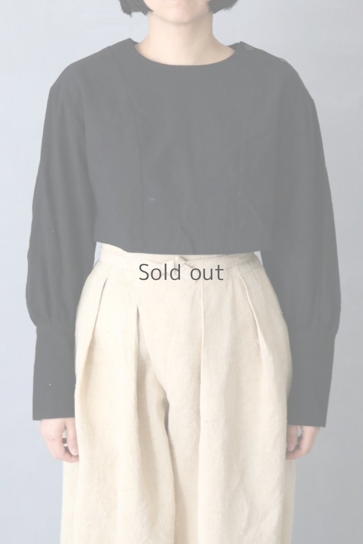 画像3: 【ササキチホ】ヴィンテージリネン×染　プルオーバー　S丈　ワークシャツ（黒） (3)