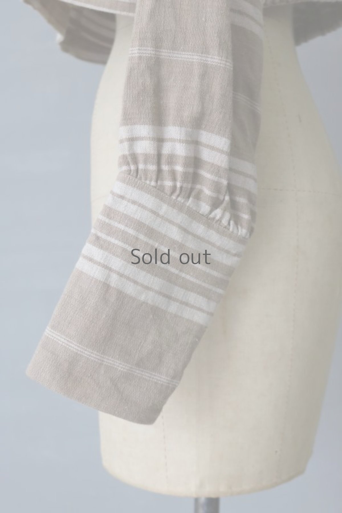 画像3: 【ササキチホ】アンティークリネン　プルオーバー　S丈　ワークシャツ（ティッキングファブリック/茶系） (3)