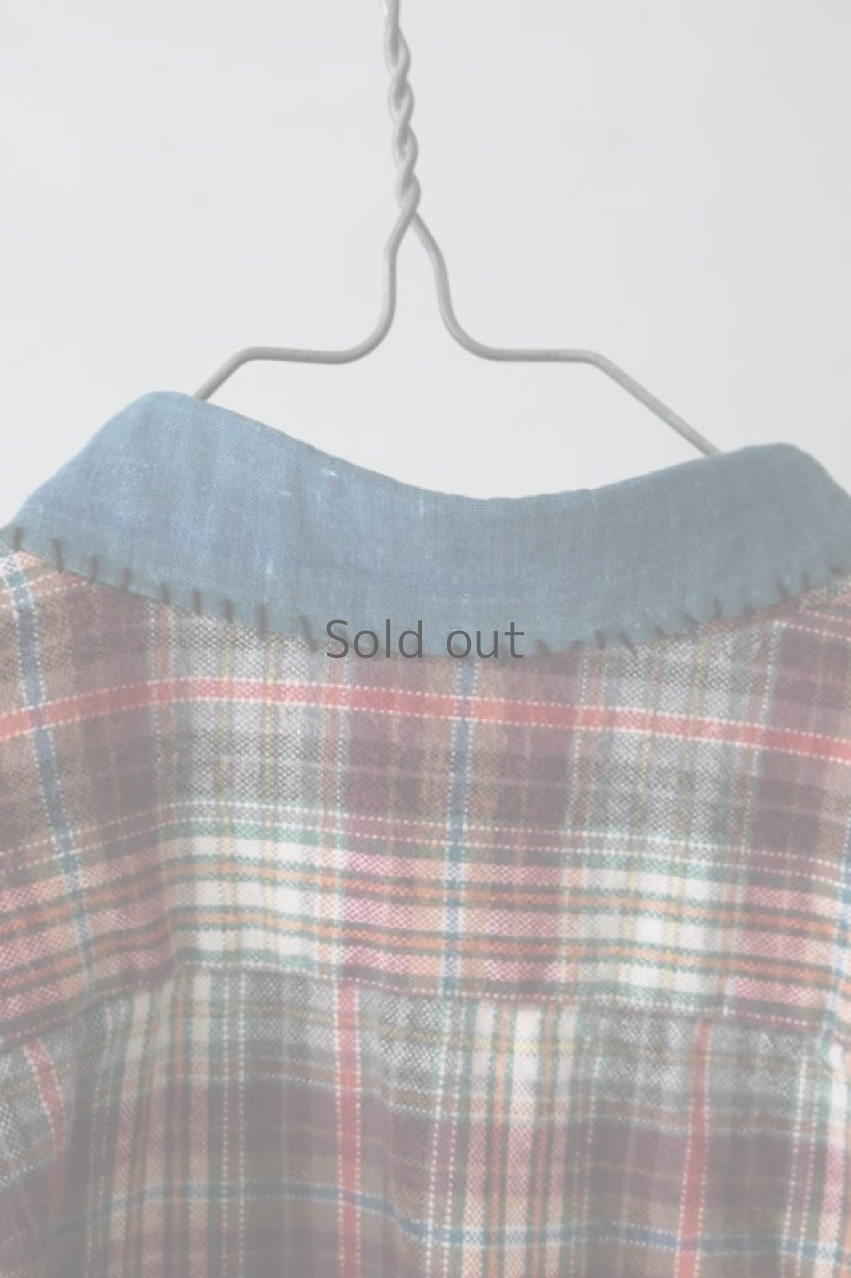 画像3: 【MITSUGU SASAKI】ビンテージリメイク　パッチワークネル　グランパシャツ（エンジチェック2） (3)