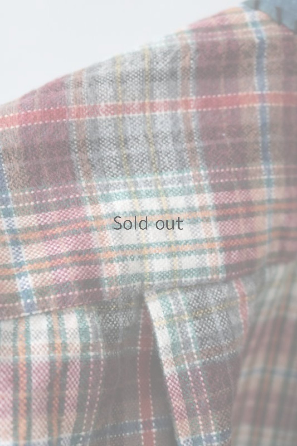 画像5: 【MITSUGU SASAKI】ビンテージリメイク　パッチワークネル　グランパシャツ（エンジチェック2） (5)