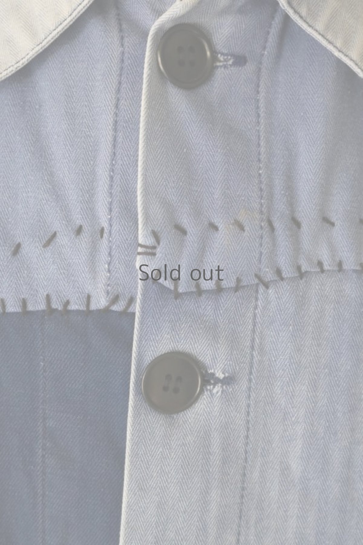 画像4: 【MITSUGU SASAKI】ビンテージリメイク　パッチワーク　HBTワークジャケット(色褪せブルー) (4)