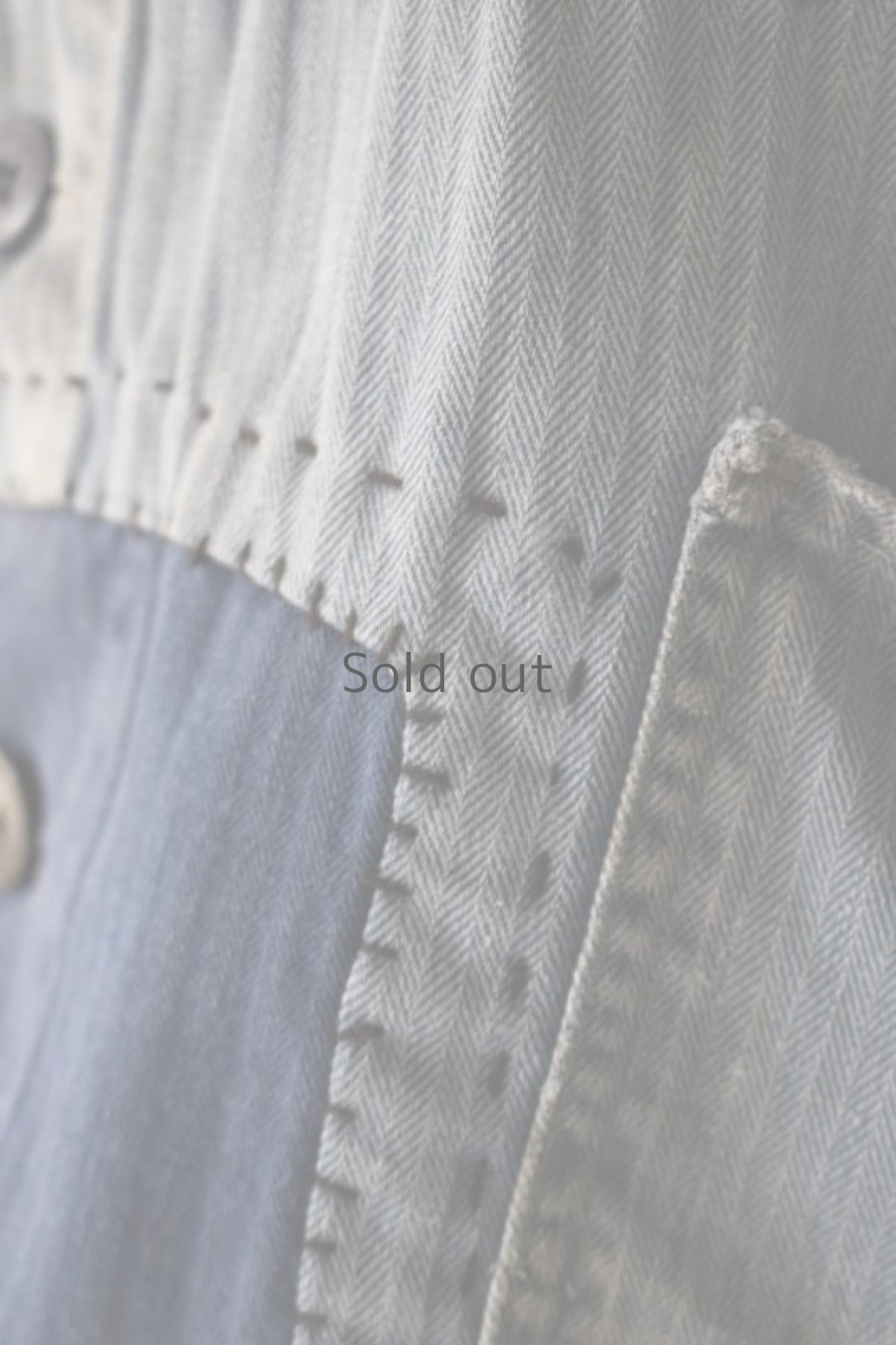 画像6: 【MITSUGU SASAKI】ビンテージリメイク　パッチワーク　HBTワークジャケット(ブルーと紺のパッチ) (6)