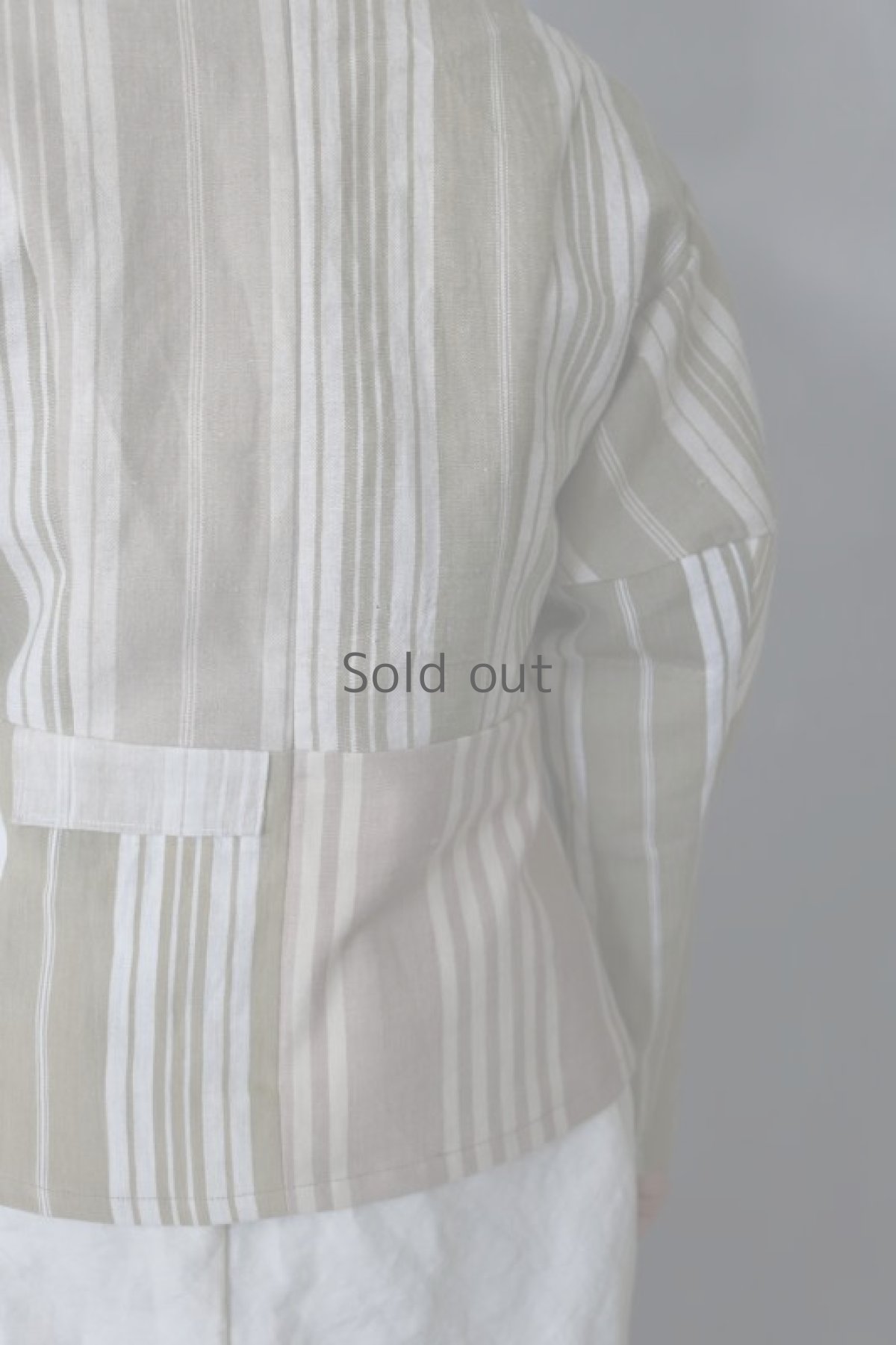 画像15: 【ササキチホ】アンティークリネン「戦士の衣」コクーン袖ブラウス / ティッキングファブリック(カーキMIX) (15)