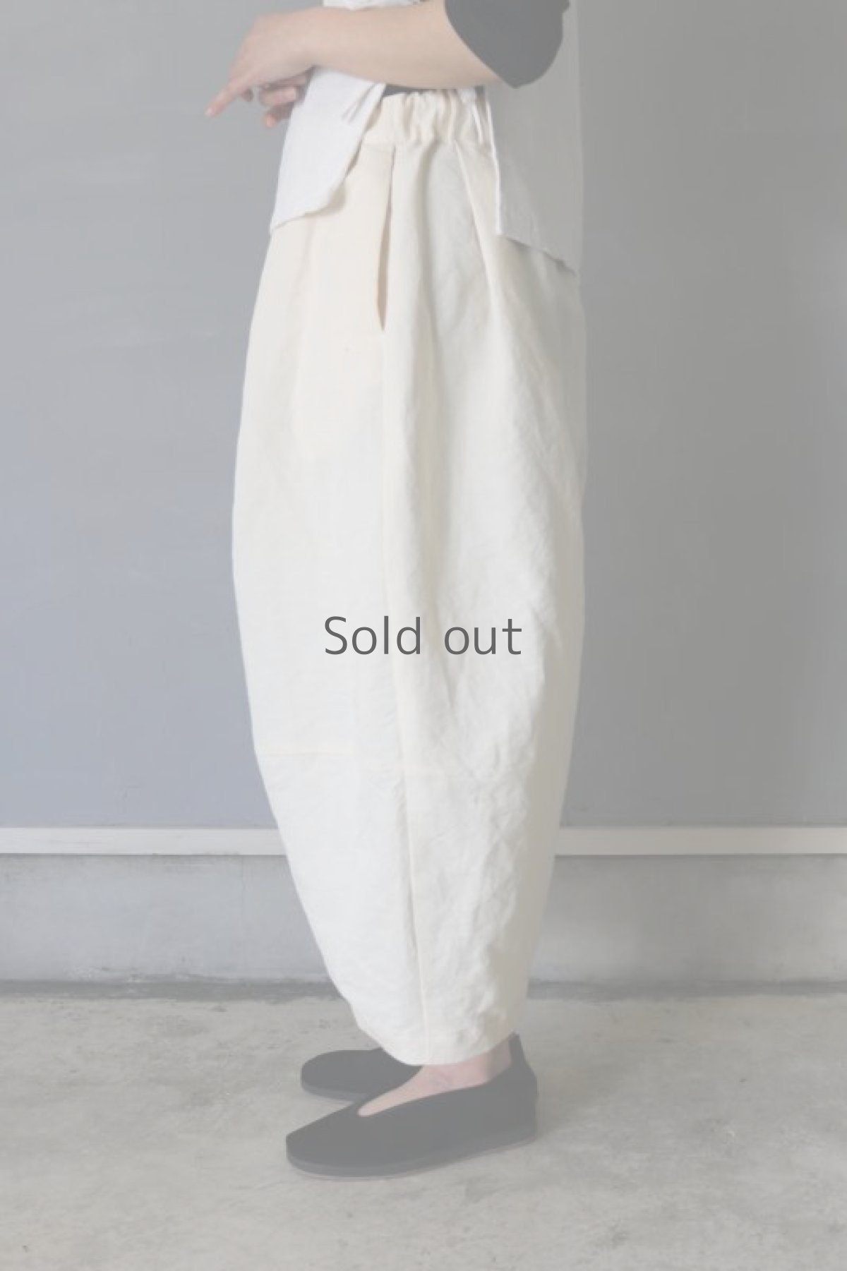 画像5: 【ササキチホ】切り替え　バレルパンツ/デッドストック　コットンリネン（生成り） (5)