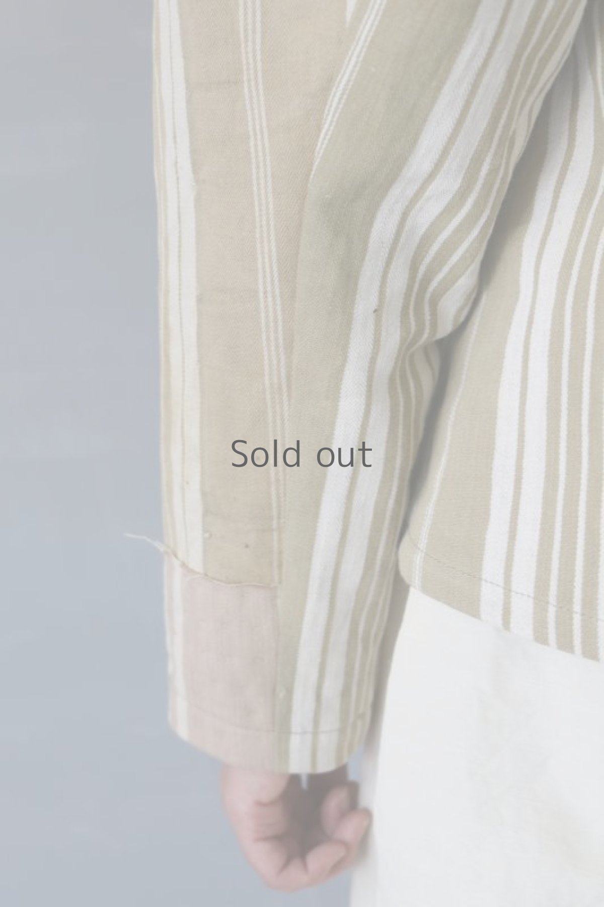 画像16: 【ササキチホ】アンティークリネン「戦士の衣」コクーン袖ブラウス / ティッキングファブリック(カーキMIX) (16)