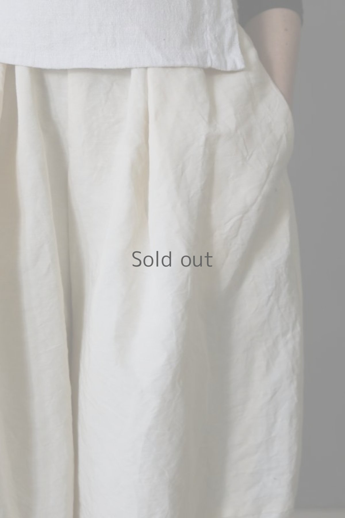 画像2: 【ササキチホ】切り替え　バレルパンツ/デッドストック　コットンリネン（生成り） (2)