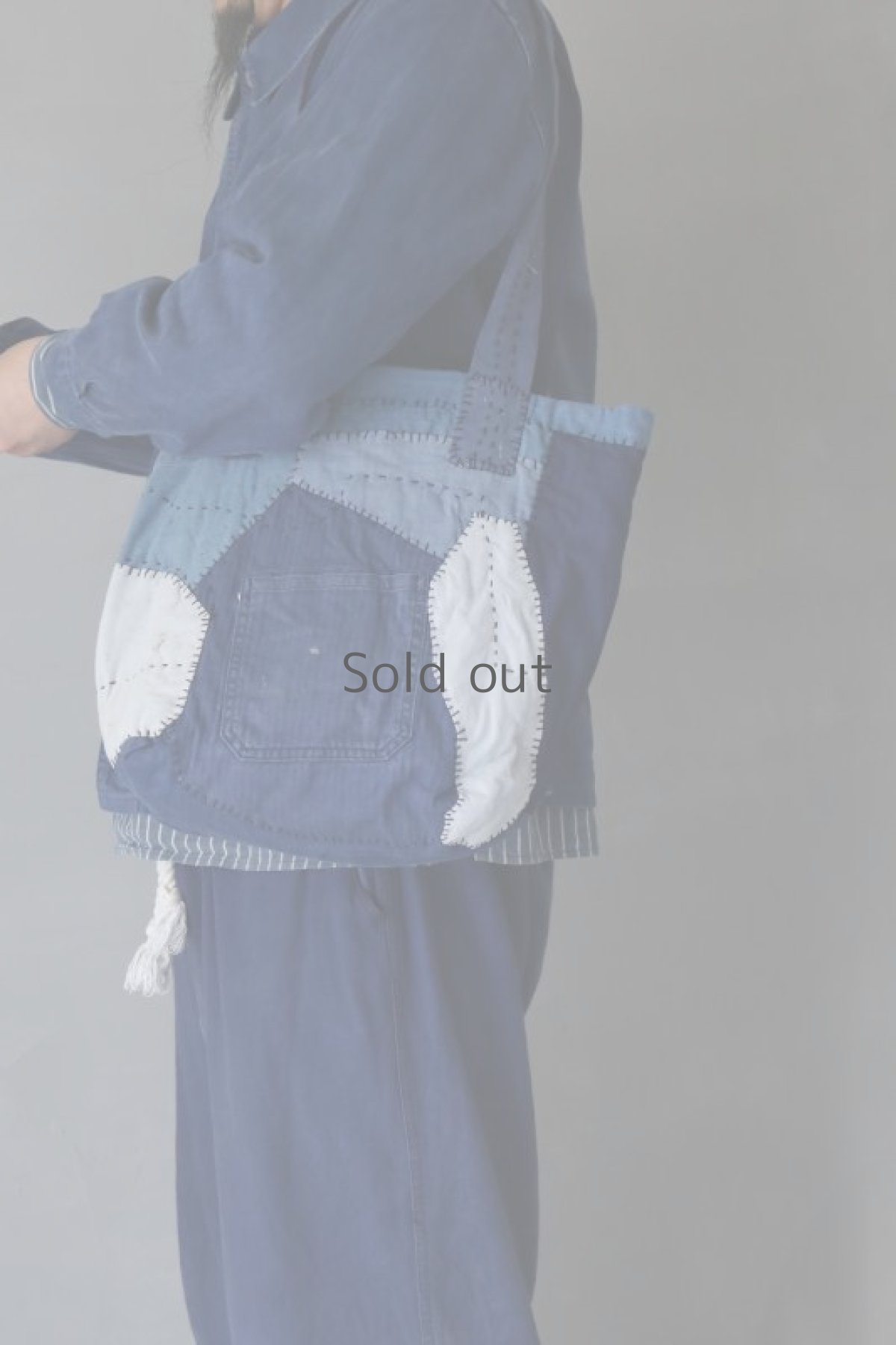 画像11: 【MITSUGU SASAKI】ビンテージリメイク　ユーロワークのパッチワーク　トートバッグ (11)