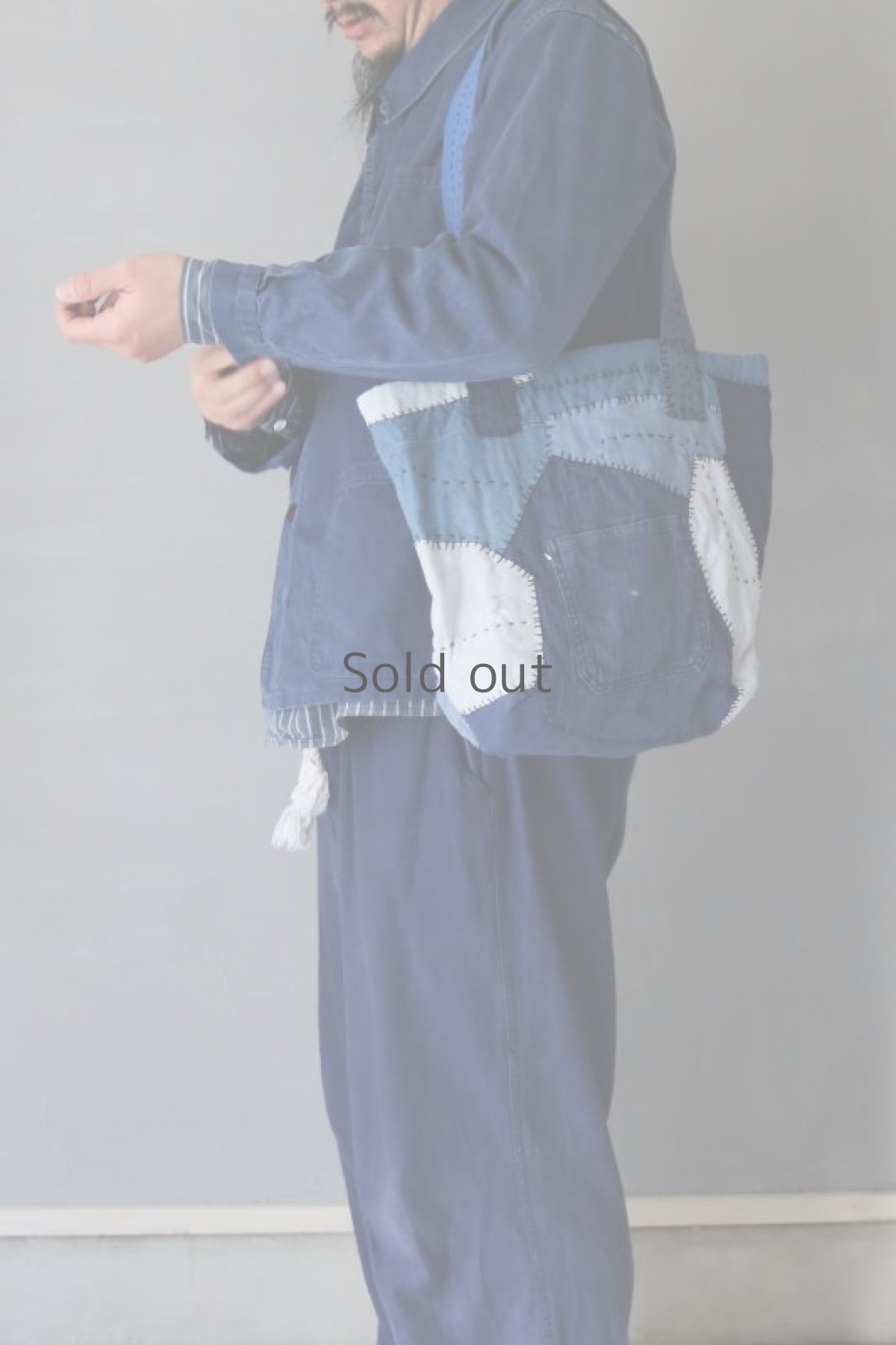 画像10: 【MITSUGU SASAKI】ビンテージリメイク　ユーロワークのパッチワーク　トートバッグ (10)