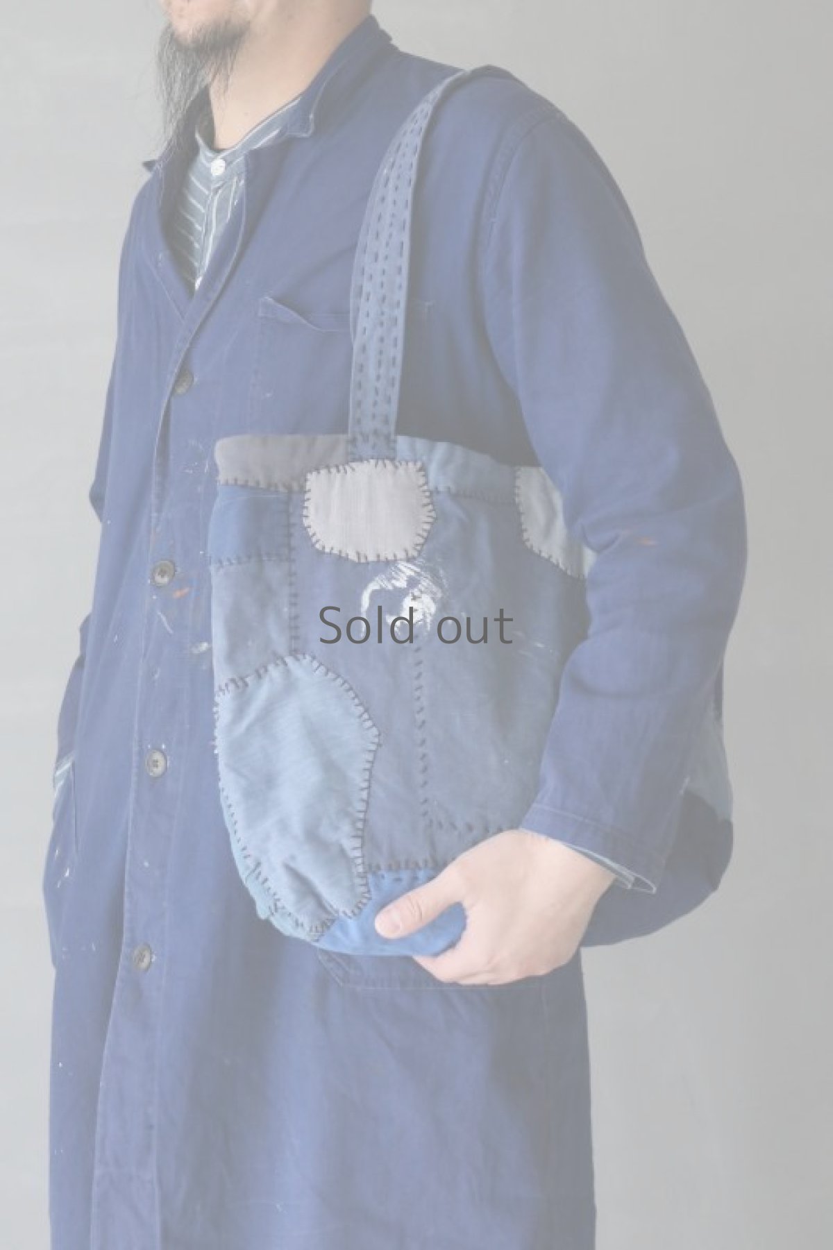 画像13: 【MITSUGU SASAKI】ビンテージリメイク　ユーロワークのパッチワーク　トートバッグ (13)