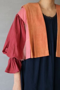 画像5: 【ササキチホ】古木綿　グラデーション　肩衣  ピエロ袖（オレンジ×ピンク） (5)