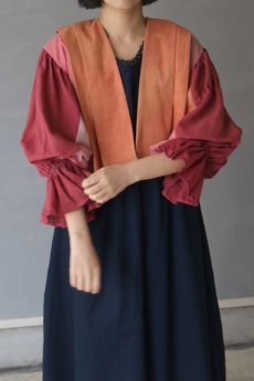 画像1: 【ササキチホ】古木綿　グラデーション　肩衣  ピエロ袖（オレンジ×ピンク） (1)