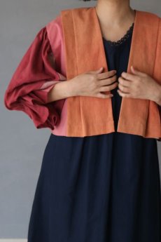 画像2: 【ササキチホ】古木綿　グラデーション　肩衣  ピエロ袖（オレンジ×ピンク） (2)