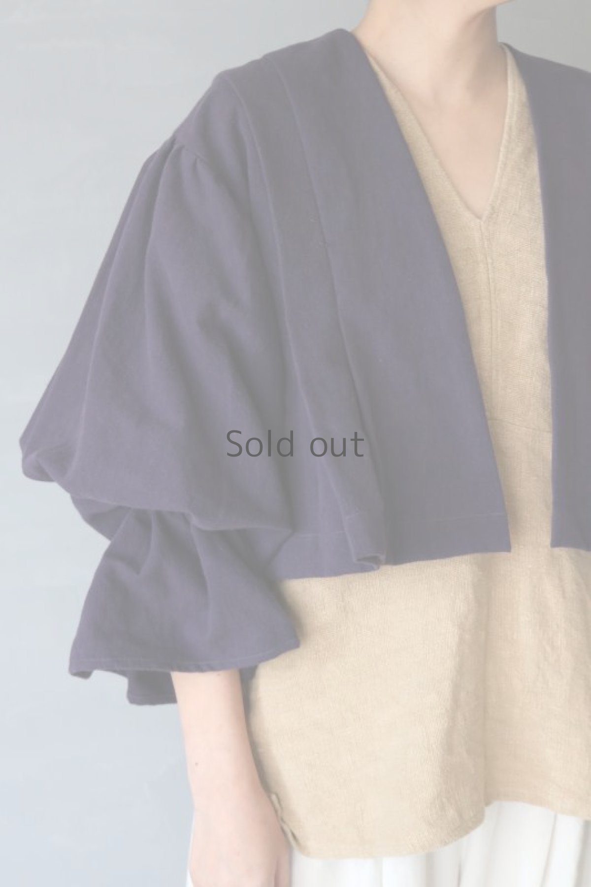 画像6: 【ササキチホ】ヴィンテージリネン　肩衣  ピエロ袖（葡萄色） (6)