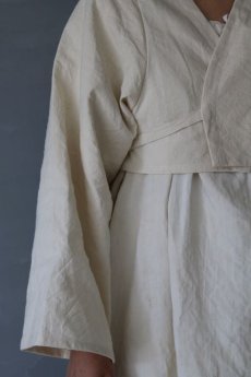 画像7: 【ササキチホ】アンティークリネン　短羽織　筒袖（白/紐付き） (7)