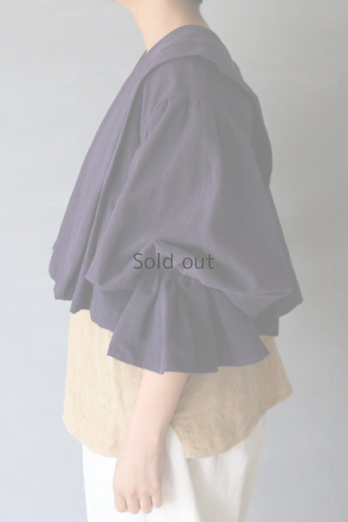 画像8: 【ササキチホ】ヴィンテージリネン　肩衣  ピエロ袖（葡萄色） (8)