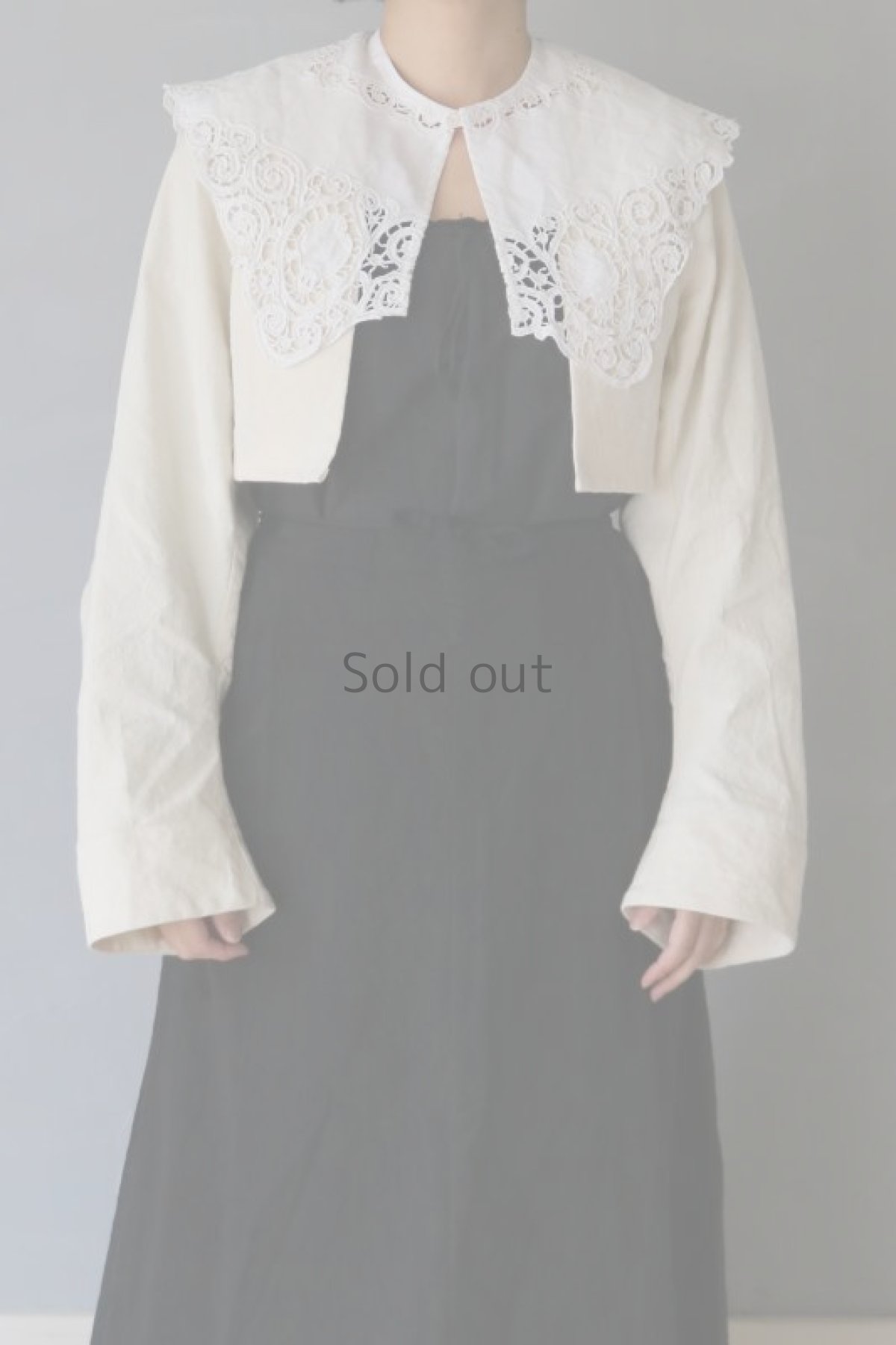 画像2: 【ササキチホ】アンティークリネン　短羽織　ロング袖（白） (2)